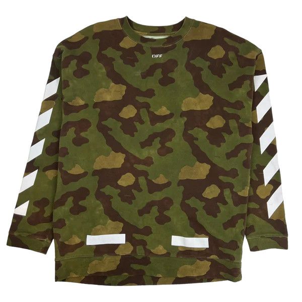 image of Off White Off-White Camo Arrows Crewneck in Green, Men's (Size Small)