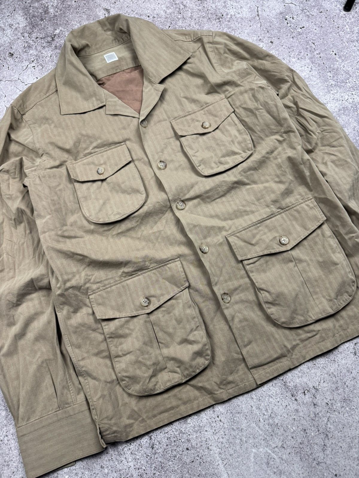 Eleventy Eleventy Multipocket Japanesse Jacket Beige Striped Size US M / EU 48-50 / 2 - 2 Thumbnail