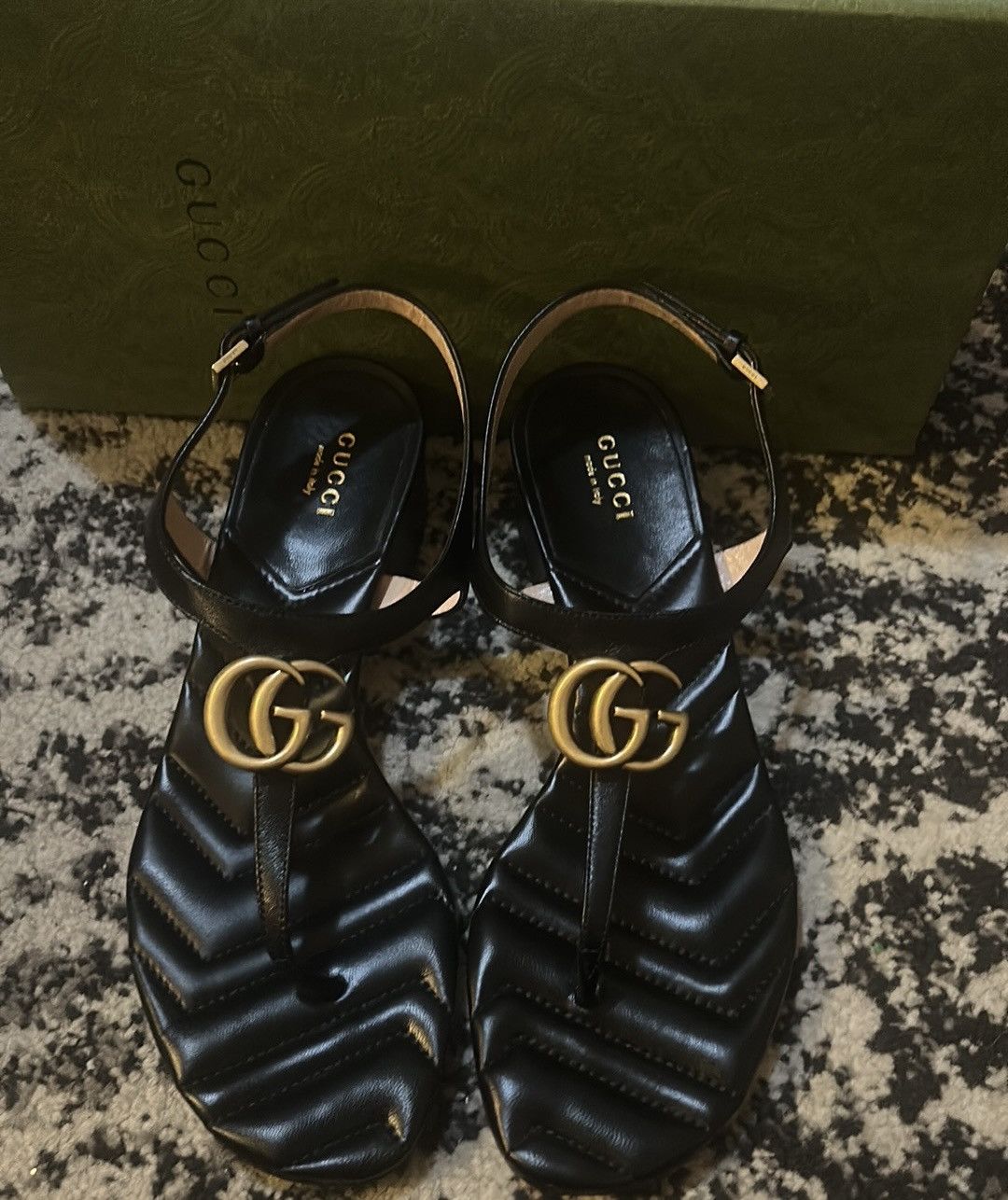 Gucci Gucci Double G Thong Sandal Nappa Black size 39 Size US 9 / IT 39 - 3 Thumbnail