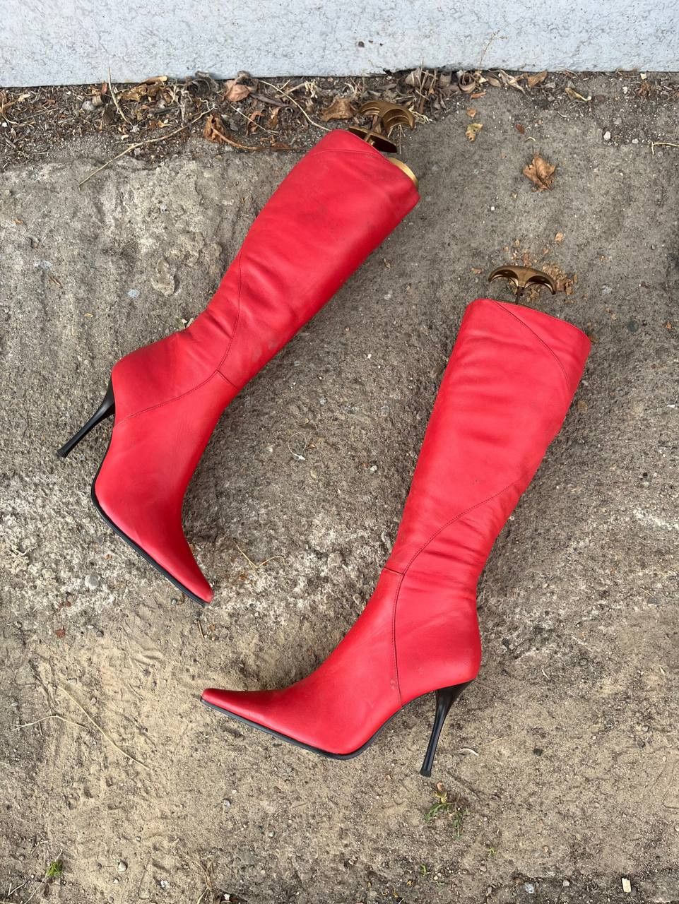If Six Was Nine Vntg As 98 Guidi style Leather Faded Biker High Boots Heels Size US 5 / IT 35 - 2 Thumbnail