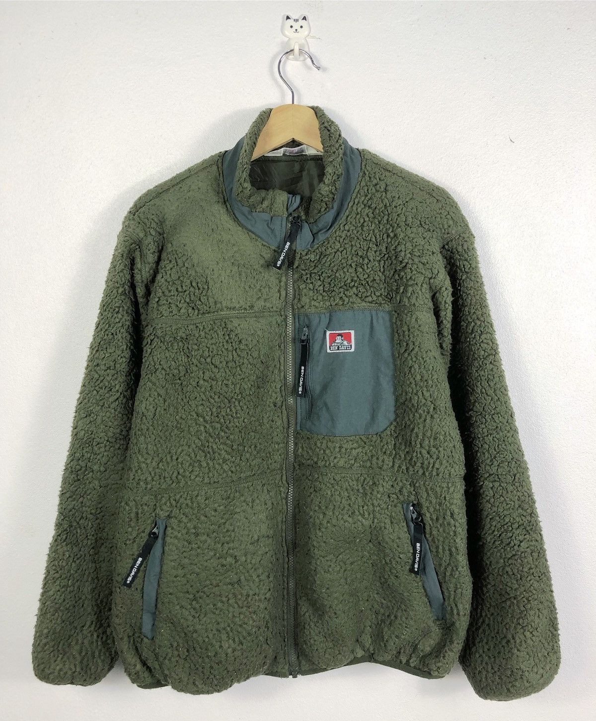 image of Ben Davis Zipper Fleece Jacket in Green, Men's (Size Large)