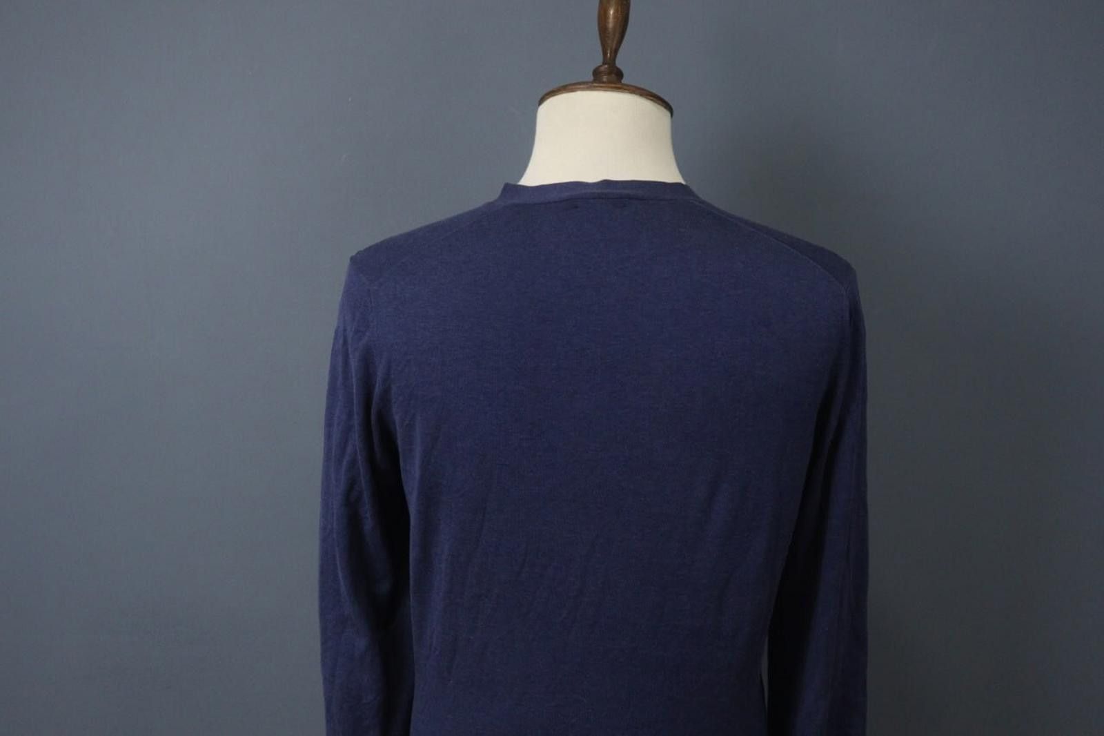 Suitsupply SUITSUPPLY Navy Cotton V-Neck Button Front Cardigan Size L Size L / US 10 / IT 46 - 8 Thumbnail