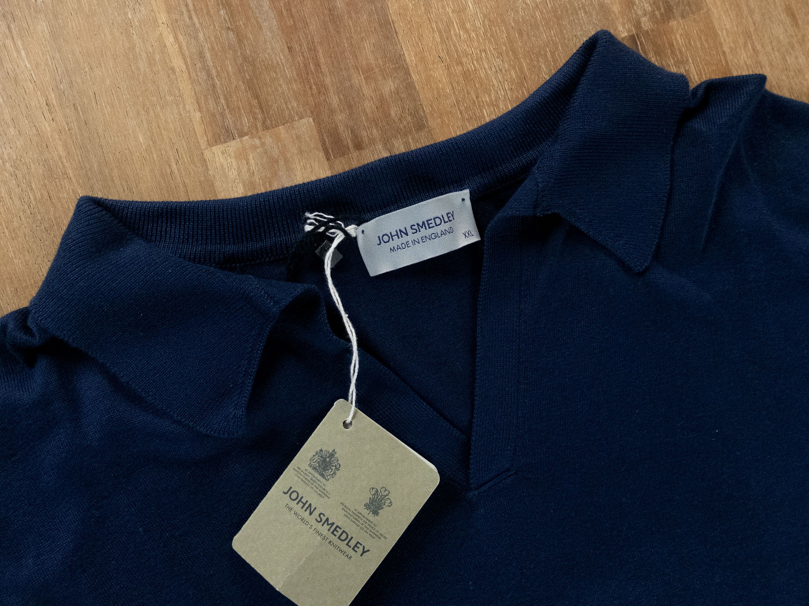 John Smedley JOHN SMEDLEY Noah navy blue knit cotton polo shirt XXL q Size US XXL / EU 58 / 5 - 5 Thumbnail