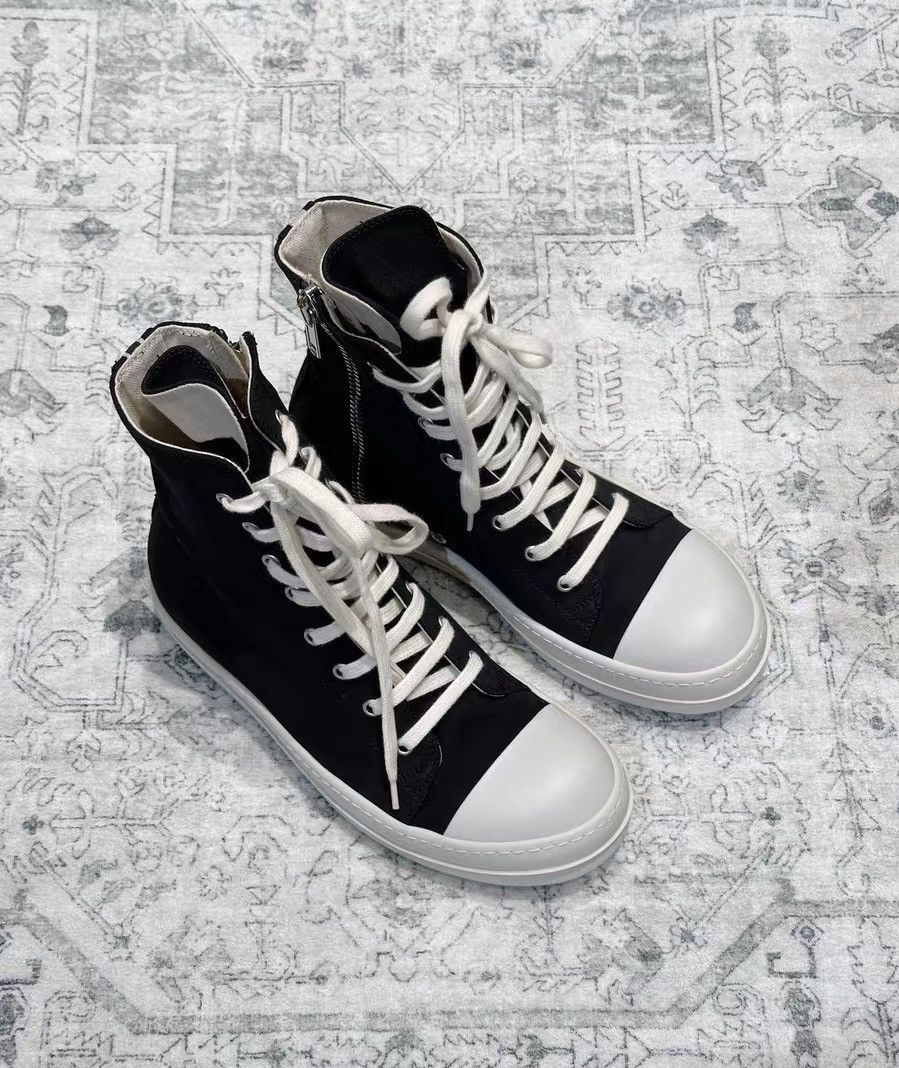 Rick Owens Rick Owens DRKSHDW canvas low-top sneakers, black and white Size US 7.5 / EU 40-41 - 1 Thumbnail