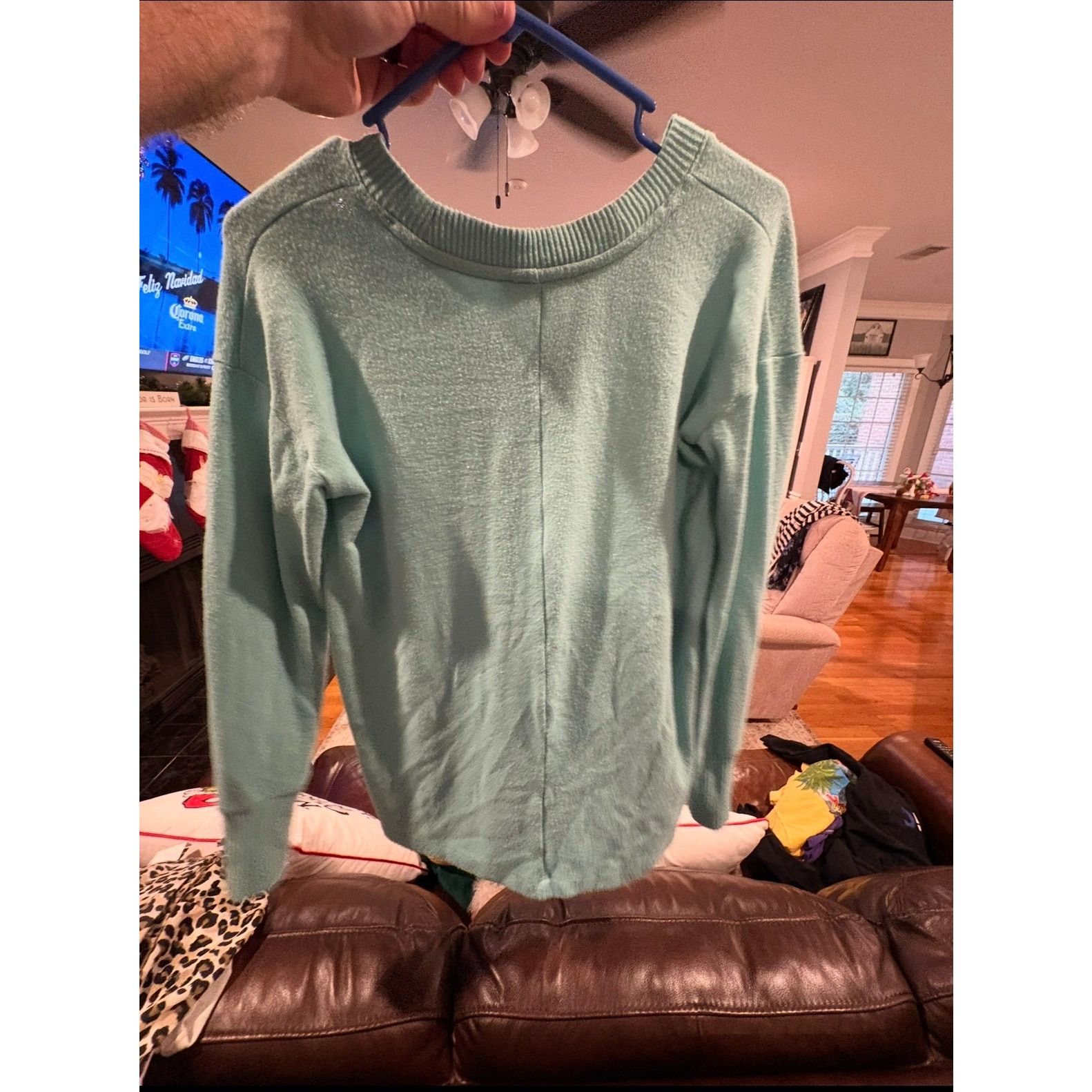 Loft LOFT Teal V-Neck Sweater Women’s XS Extra Small Soft Knit Size XS / US 0-2 / IT 36-38 - 4 Thumbnail