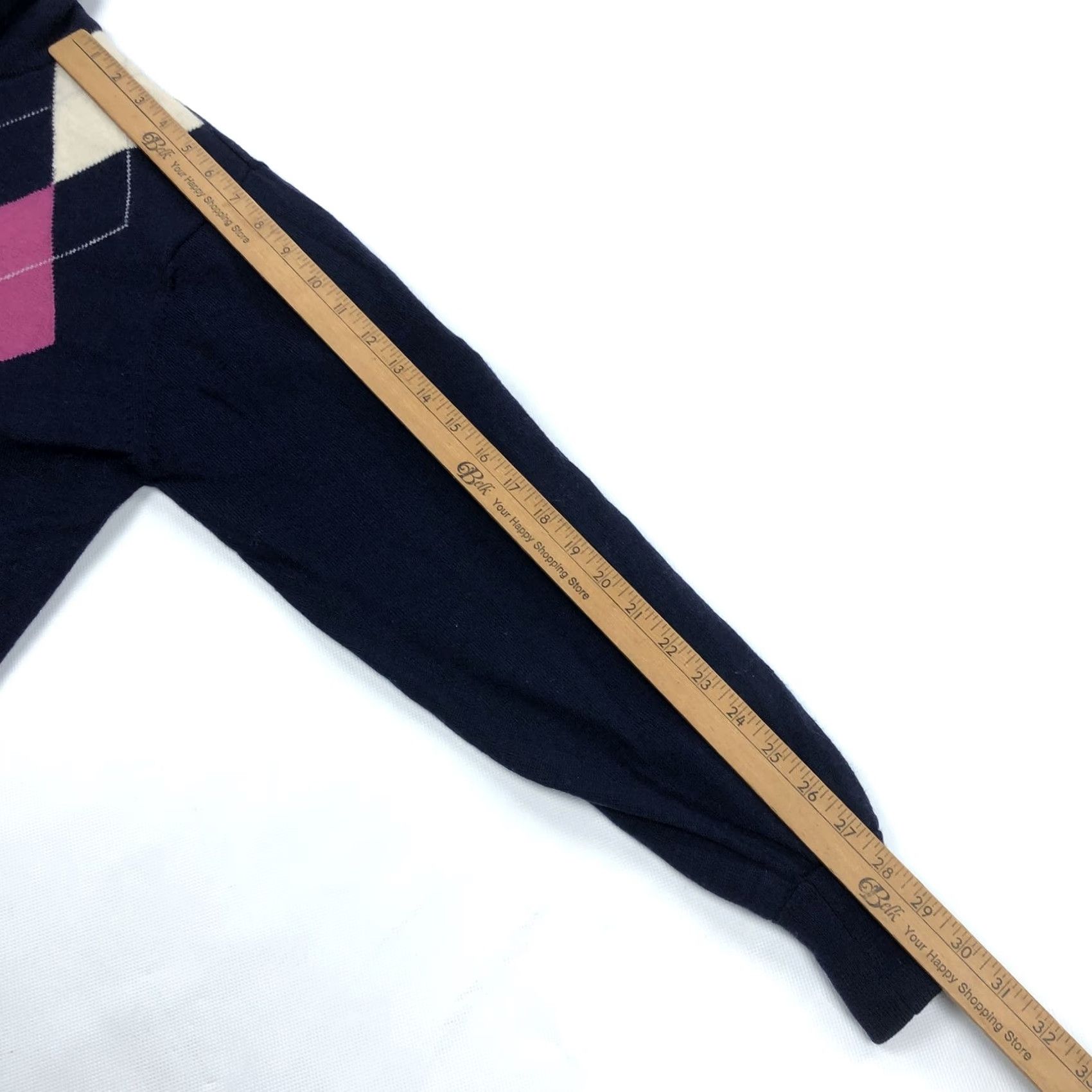 Footjoy FootJoy FJ Men's S Argyle 1/4 Zip Sweater Navy Blue Pink Lined Wool Golf UNCW Size US S / EU 44-46 / 1 - 6 Thumbnail