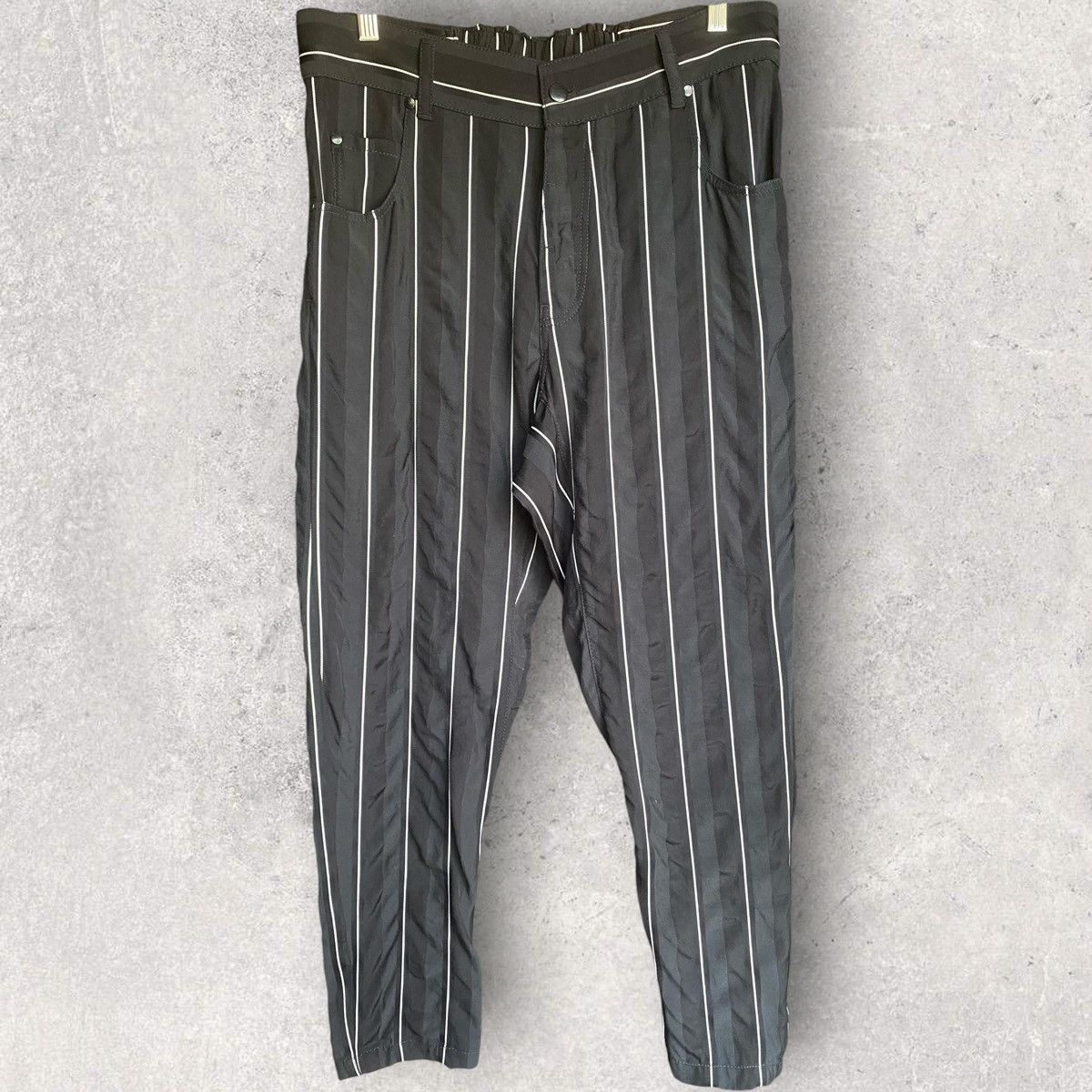 Haider Ackermann SS18 Stripes Rayon Blend Back Elastic Drop Crotch Trousers Size US 32 / EU 48 - 1 Thumbnail