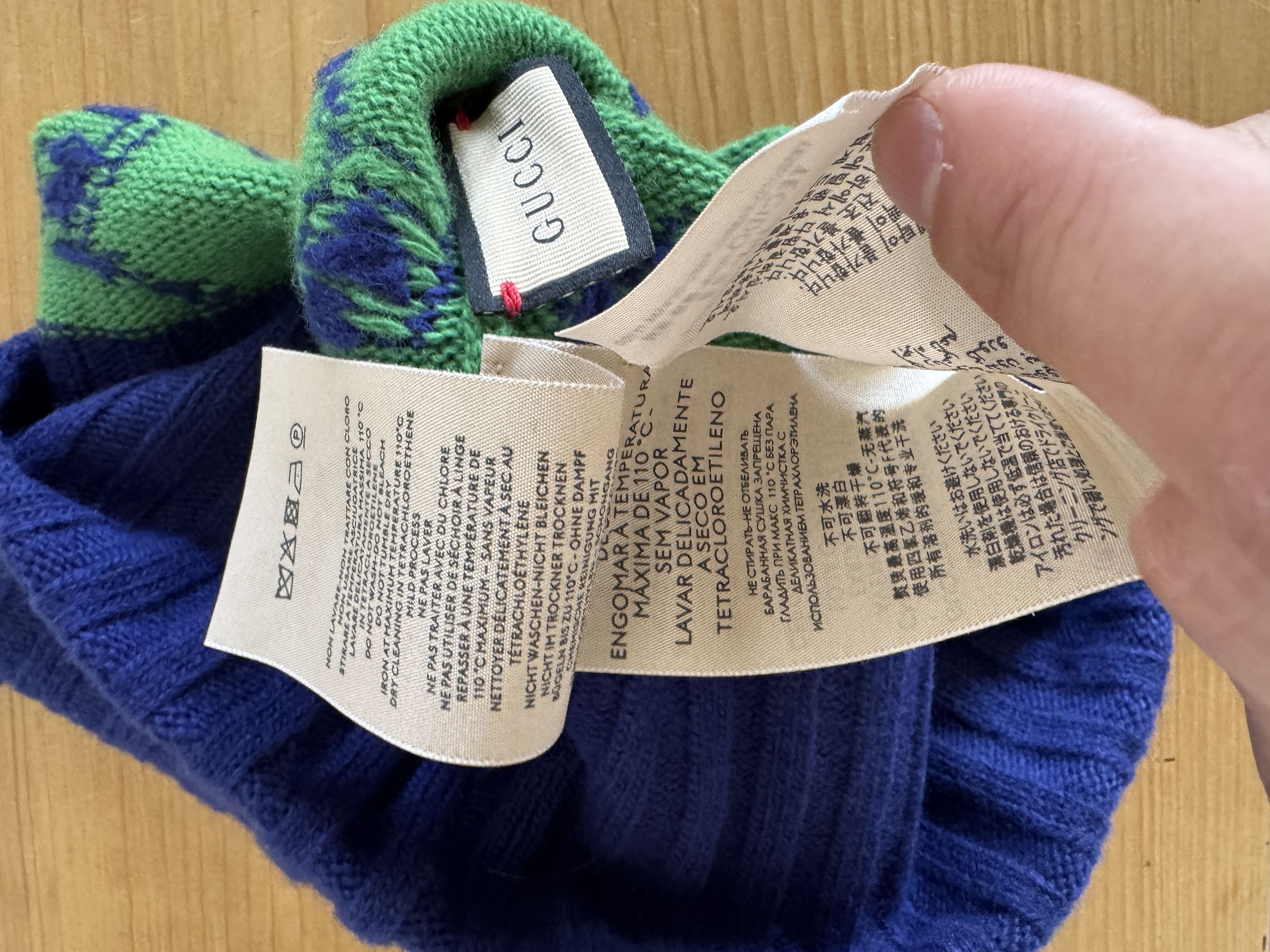 Gucci GUCCI Green/Blue Wool GG Beanie Size ONE SIZE - 5 Thumbnail
