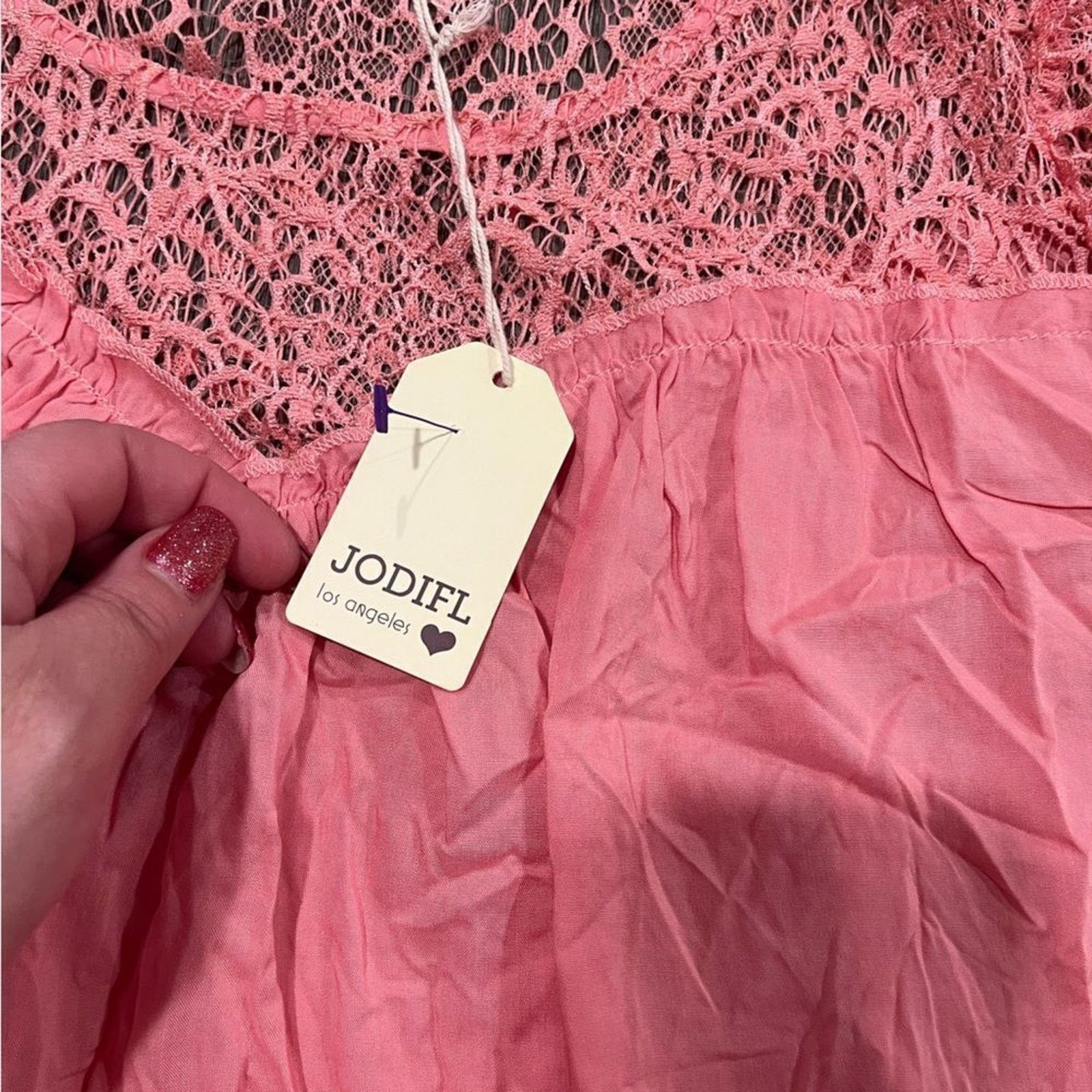 Vintage NWT Jodifl Peach Lace 1/2 Sleeve Blouse Size L Size L / US 10 / IT 46 - 2 Thumbnail
