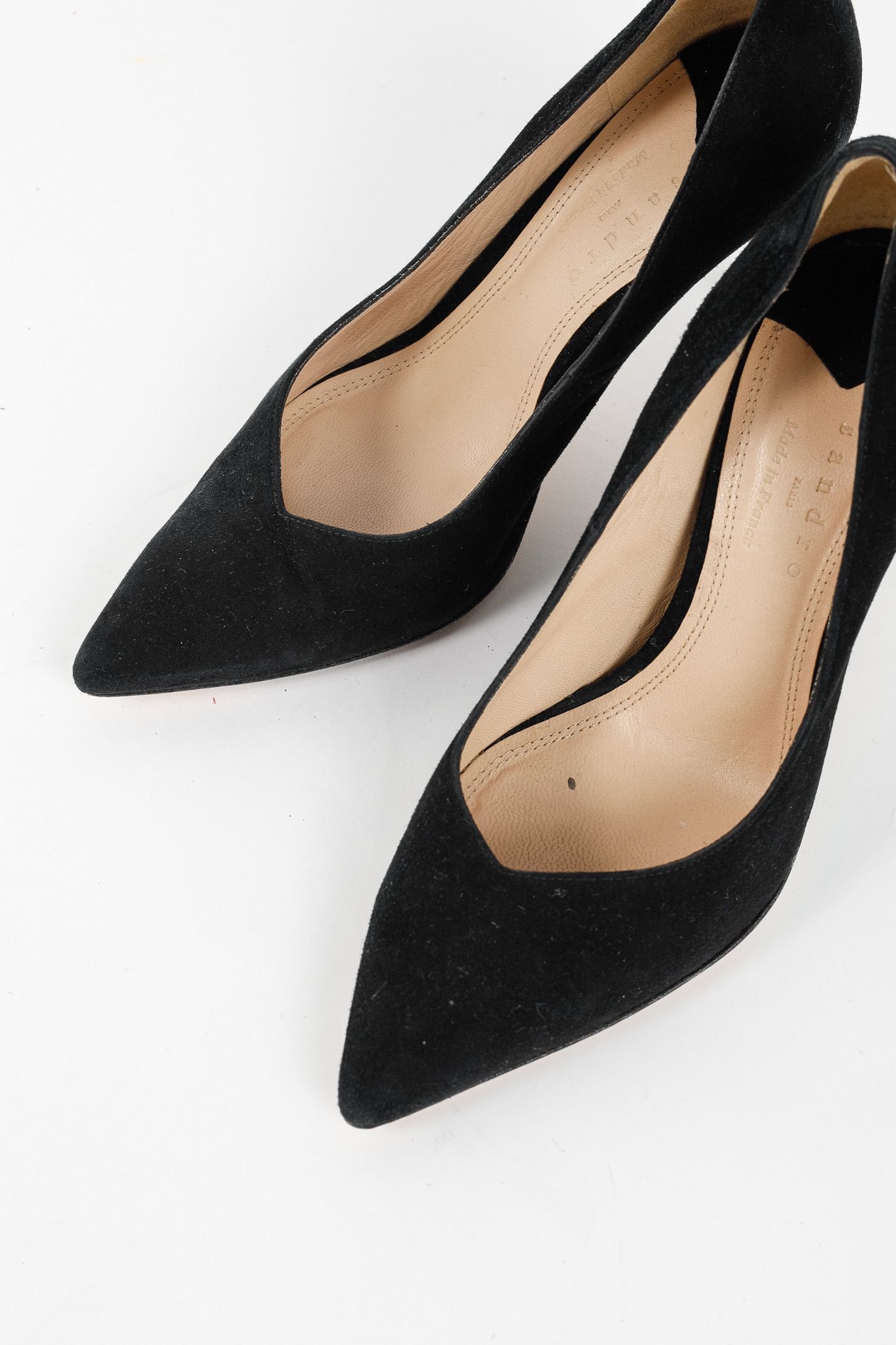 Sandro Sandro Black Suede V-Cut Pointed-Toe Pumps Size US 6.5 / IT 36.5 - 6 Thumbnail