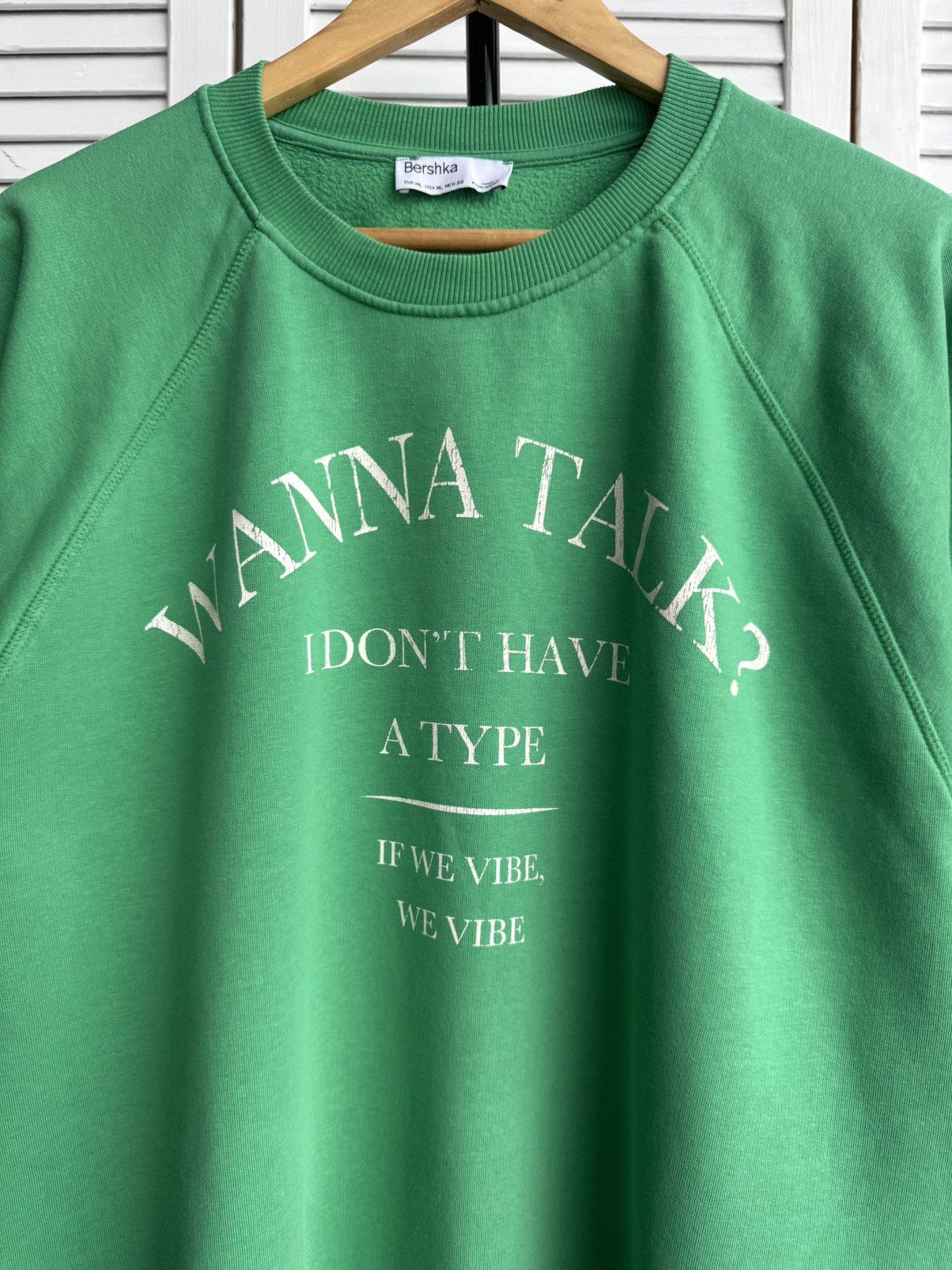 Bershka Vintage Bershka Wanna Talk Baggy Oversized Green Sweatshirt Size US XL / EU 56 / 4 - 5 Thumbnail