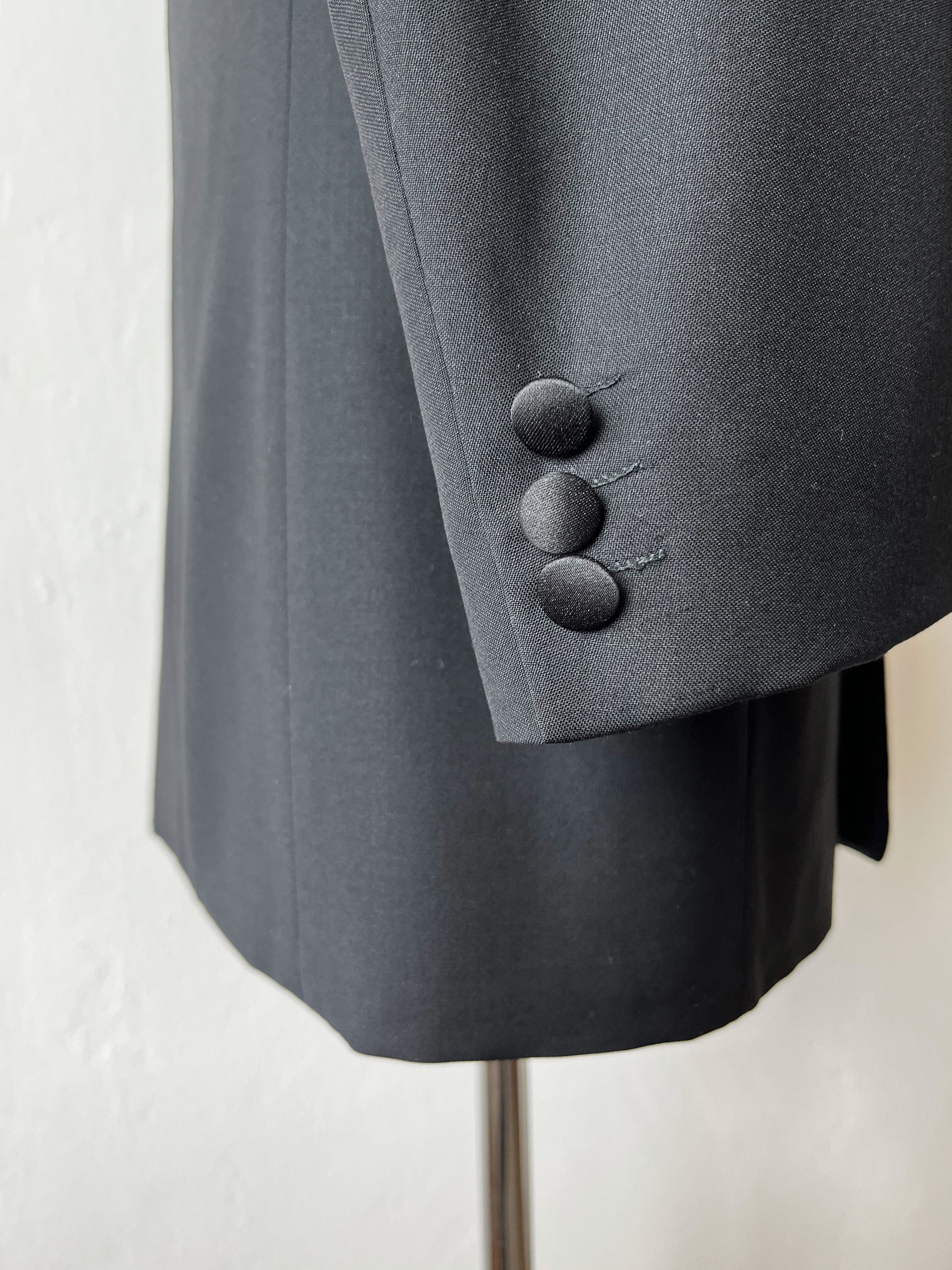 Vintage Men's Double Breasted Satin Peak Lapels Tuxedo Blazer Size 42L - 4 Thumbnail