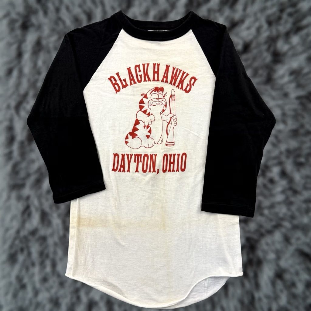 Vintage VINTAGE Dayton Ohio Blackhawks Shirt Adult Small White Raglan 70s Military USA Size US S / EU 44-46 / 1 - 1 Thumbnail