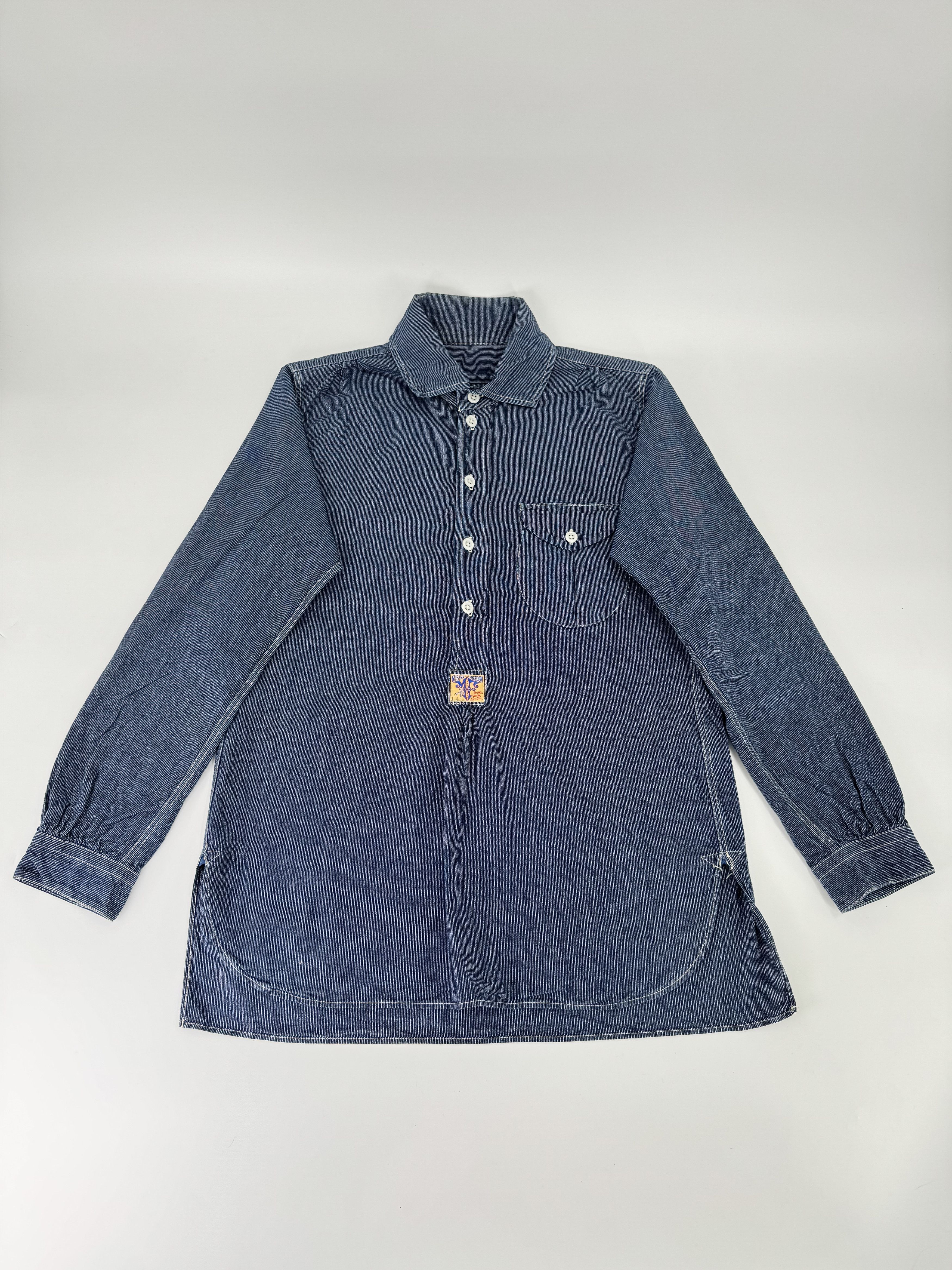 Mister Freedom × Sugar Cane Mister Freedom Sugar Cane Indigo Stripe Reno Shirt 14 1/2 Size US S / EU 44-46 / 1 - 1 Thumbnail