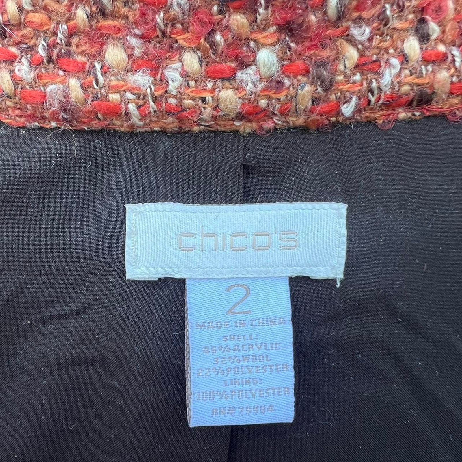 Chicos Chicos Orange Tweed Jacket Size XL / US 12-14 / IT 48-50 - 4 Thumbnail