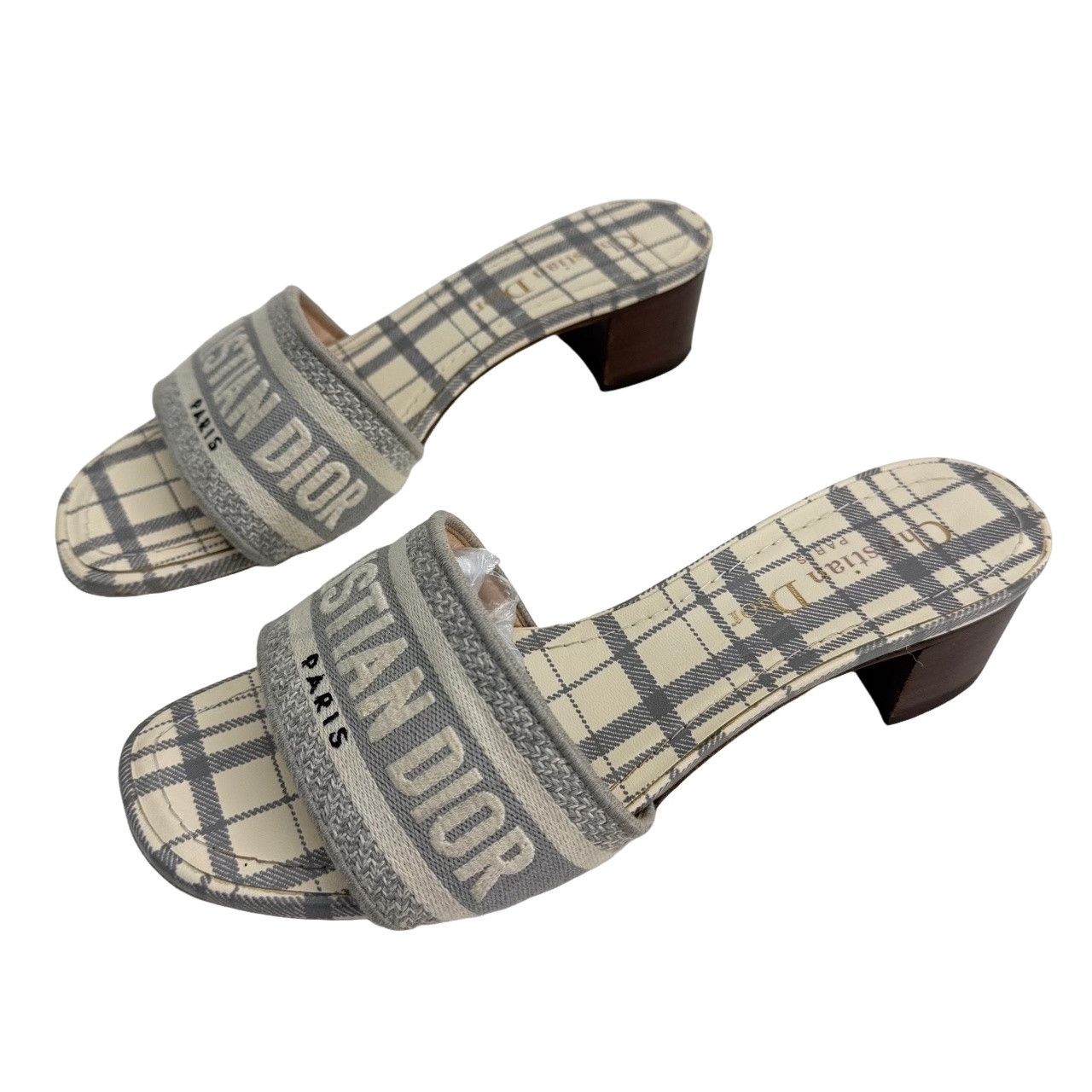 Dior Dior Dway Plaid Logo Mid-Heel Slides Size 37 Size US 7 / IT 37 - 1 Thumbnail