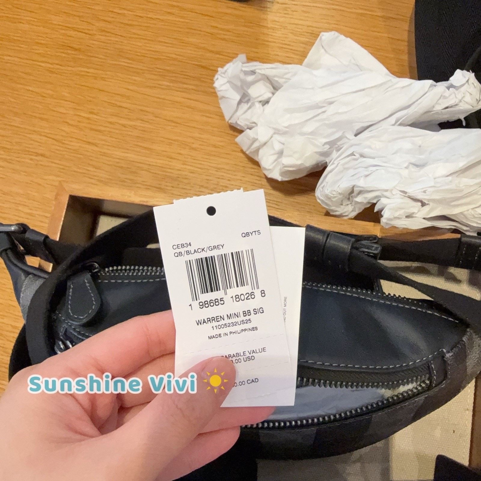 Coach NWT Coach Warren Mini Belt Bag With Stripes Black/Grey CEB34 Size ONE SIZE - 5 Thumbnail