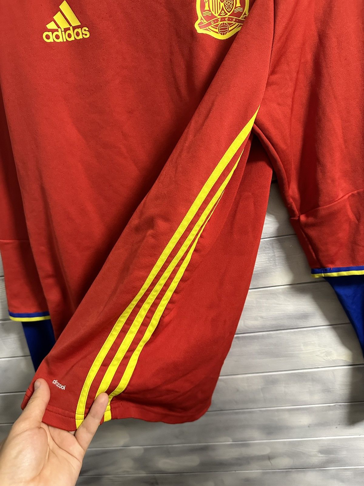 Vintage Rare Soccer Long-Sleeve Adidas Spain Training Form Size US L / EU 52-54 / 3 - 6 Thumbnail