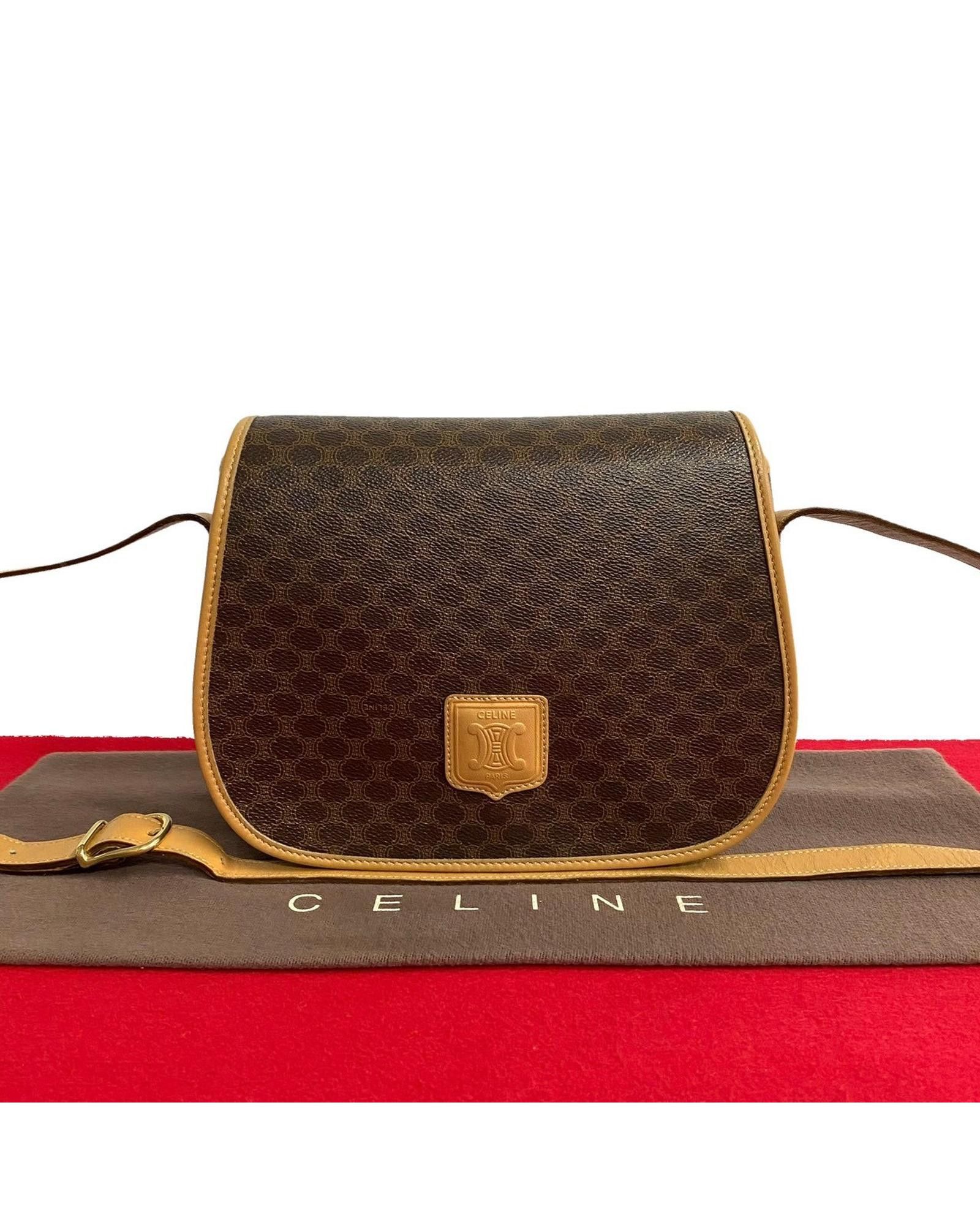 image of Celine Canvas Crossbody Bag In Brown, Women's