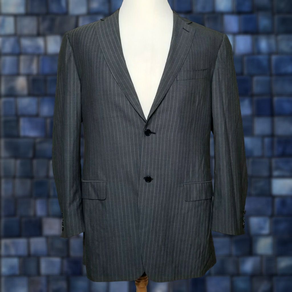 Canali Mens Suit Jacket Gray Pinstripe Wool 54L / 44L Regular Two Button Blazer Sport Coat Jacket in Grey (Size 54R)
