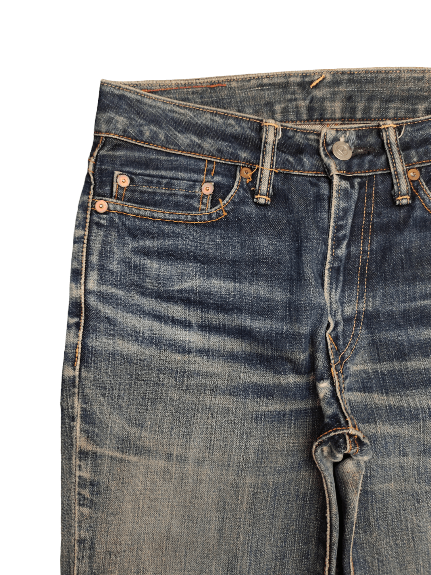 Kapital Vintage 90s 45rpm Clawmark Distress Faded Long Denim Jeans Size US 28 / EU 44 - 4 Thumbnail