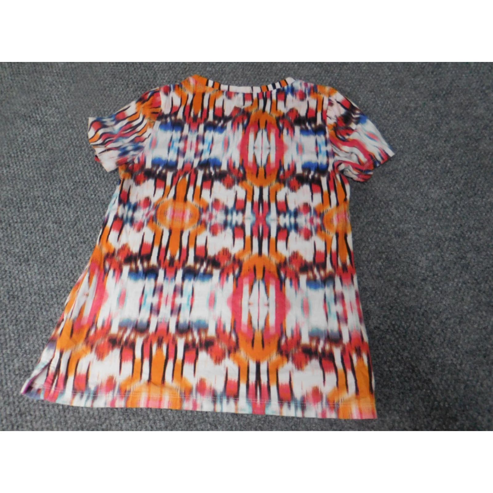 Vintage Rafaella Blouse Shirt Womens M Red Short Sleeve Crew Neck Pullover Casual Stretch Patterned Button Basic Compact Weekend Vintage No Size M / US 6-8 / IT 42-44 - 7 Thumbnail