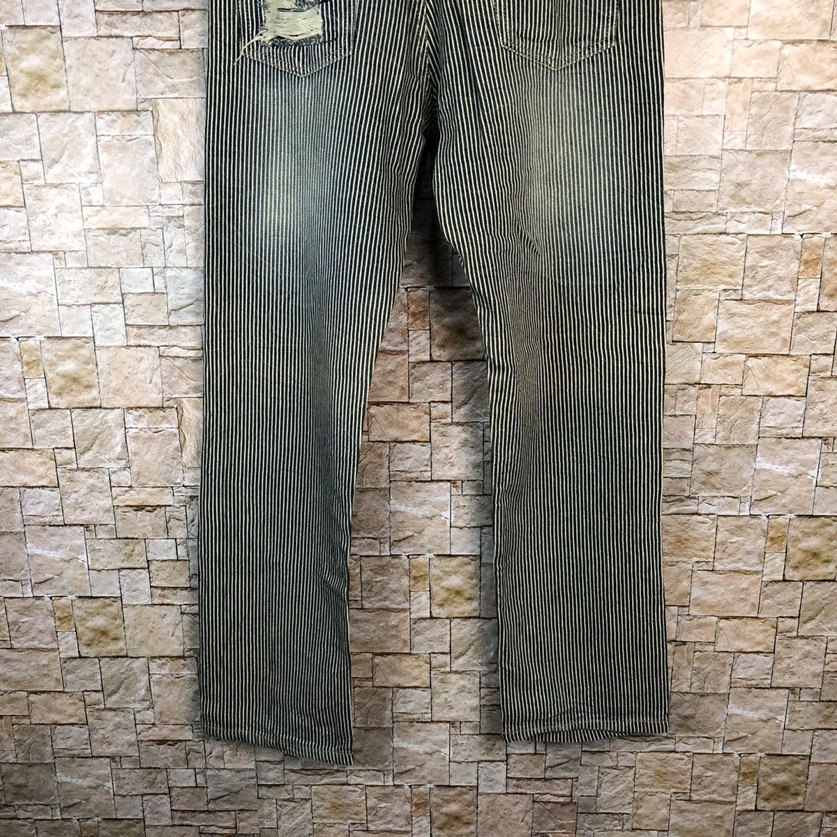 Japanese Brand Japan double waist Stripe Distressed cargo Pants #A1021 Size US 29 - 16 Thumbnail