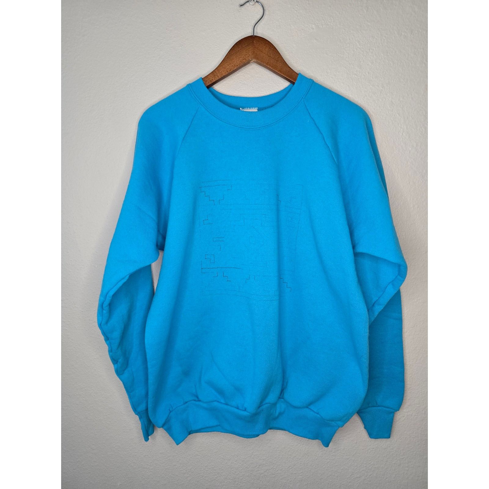 Fruit Of The Loom × Vintage Vintage Crewneck XL Blue Faded Graphic Sweatshirt Size US XL / EU 56 / 4 - 1 Thumbnail