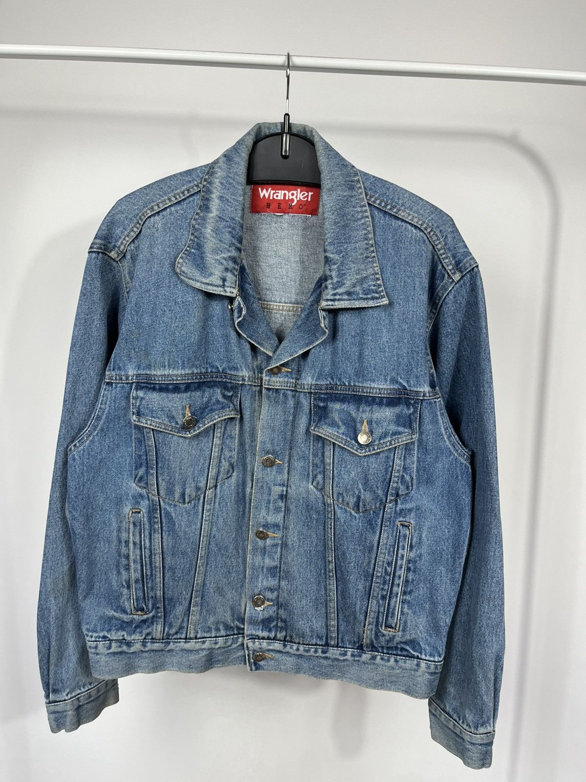 Wrangler Wrangler Hero Vintage Blue Denim Trucker Jacket Size US XL / EU 56 / 4 - 2 Thumbnail