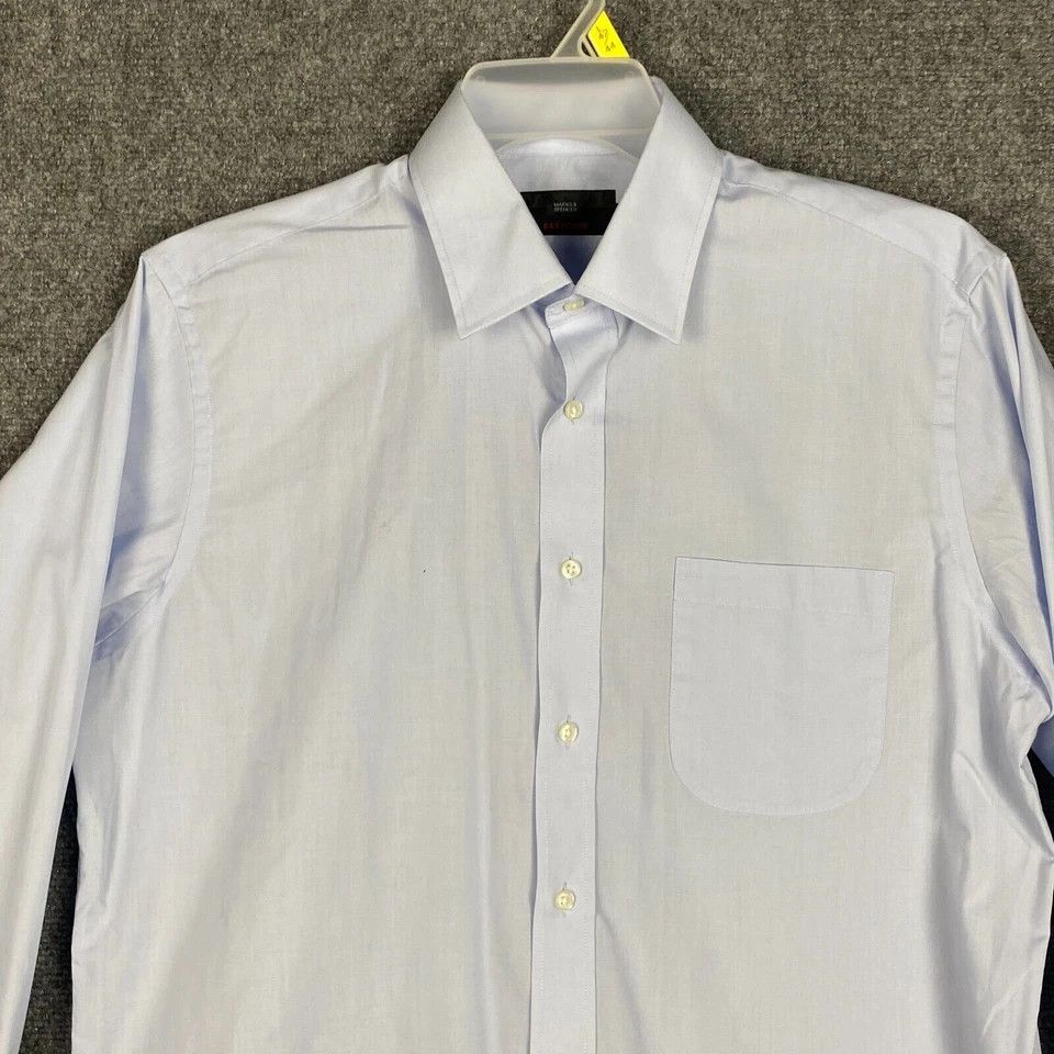 Marks & Spencer Marks & Spencer Dress Shirt Men's 16 41 Long Sleeve Blue Size US L / EU 52-54 / 3 - 2 Thumbnail