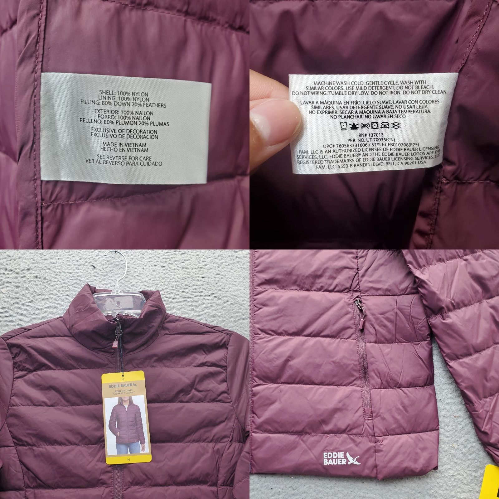 Eddie Bauer Eddie Bauer Packable 650 Down Jacket Womens M Purple Lightweight Zip Up Jacket Size M / US 6-8 / IT 42-44 - 8 Thumbnail