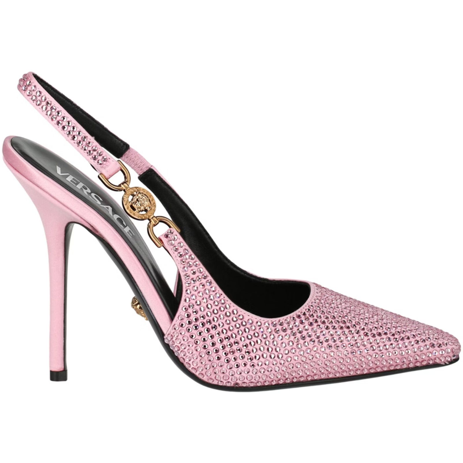 Versace VERSACE NUDE BEIGE SILK GOLD MEDUSA CRYSTALS PUMPS 39.5 ITAL Size US 9.5 / IT 39.5 - 5 Thumbnail