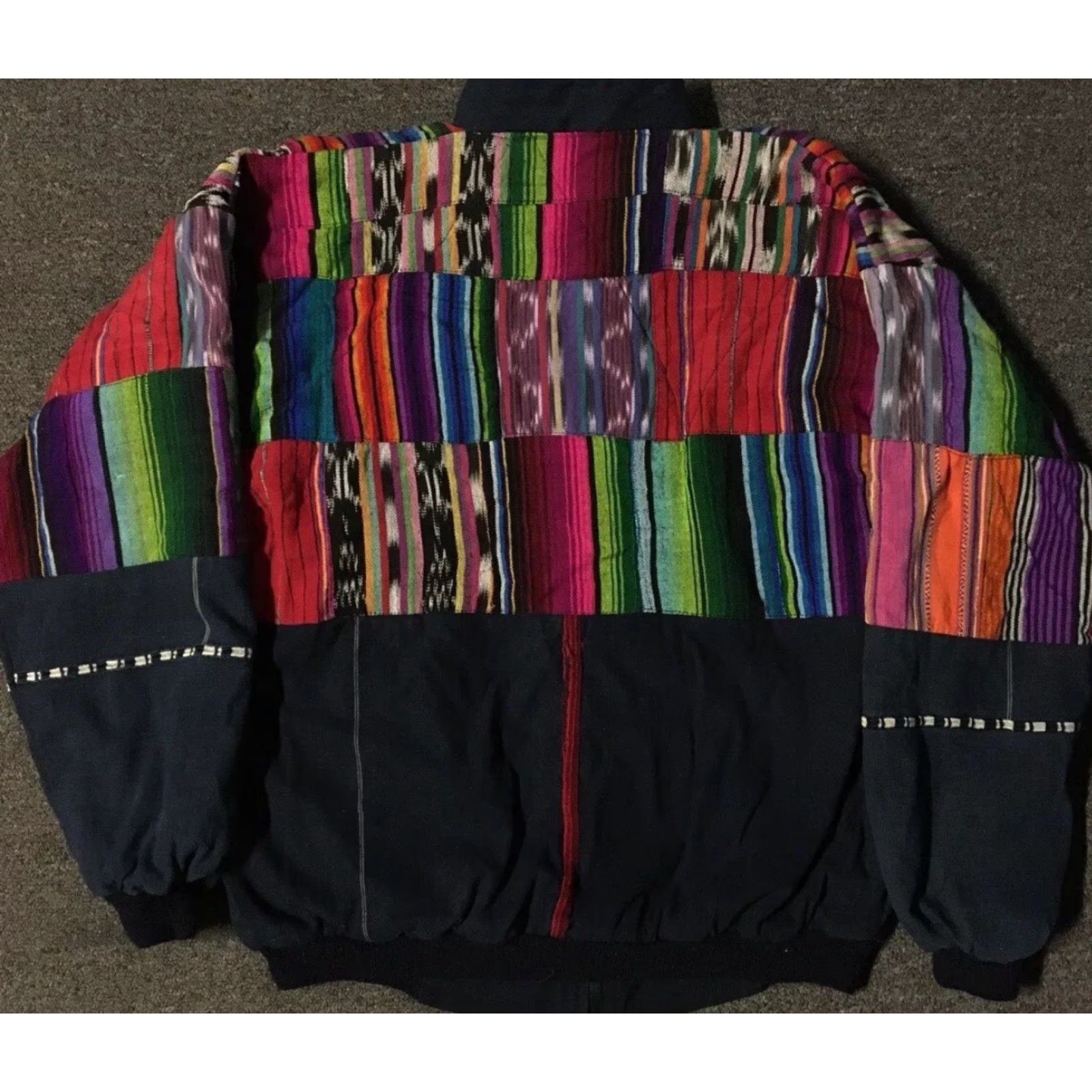 Vintage Vtg 80s Serape Patchwork Bomber Jacket M Ethnic Aztec Art Vaporwave Grunge 90s Size US M / EU 48-50 / 2 - 2 Thumbnail
