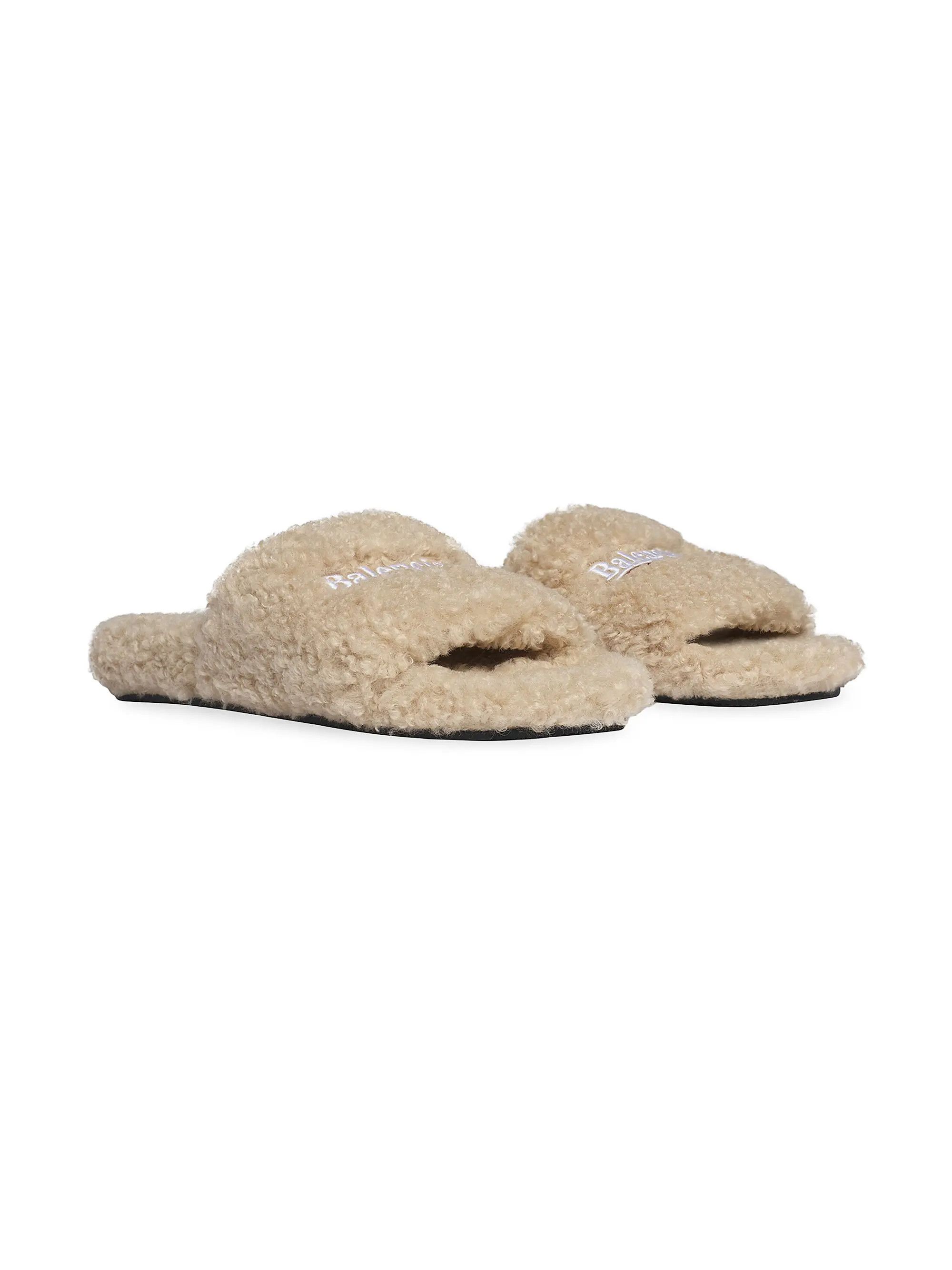 Balenciaga o1w1db11125 Furry Slide Sandals in Beige Size US 7 / IT 37 - 2 Thumbnail