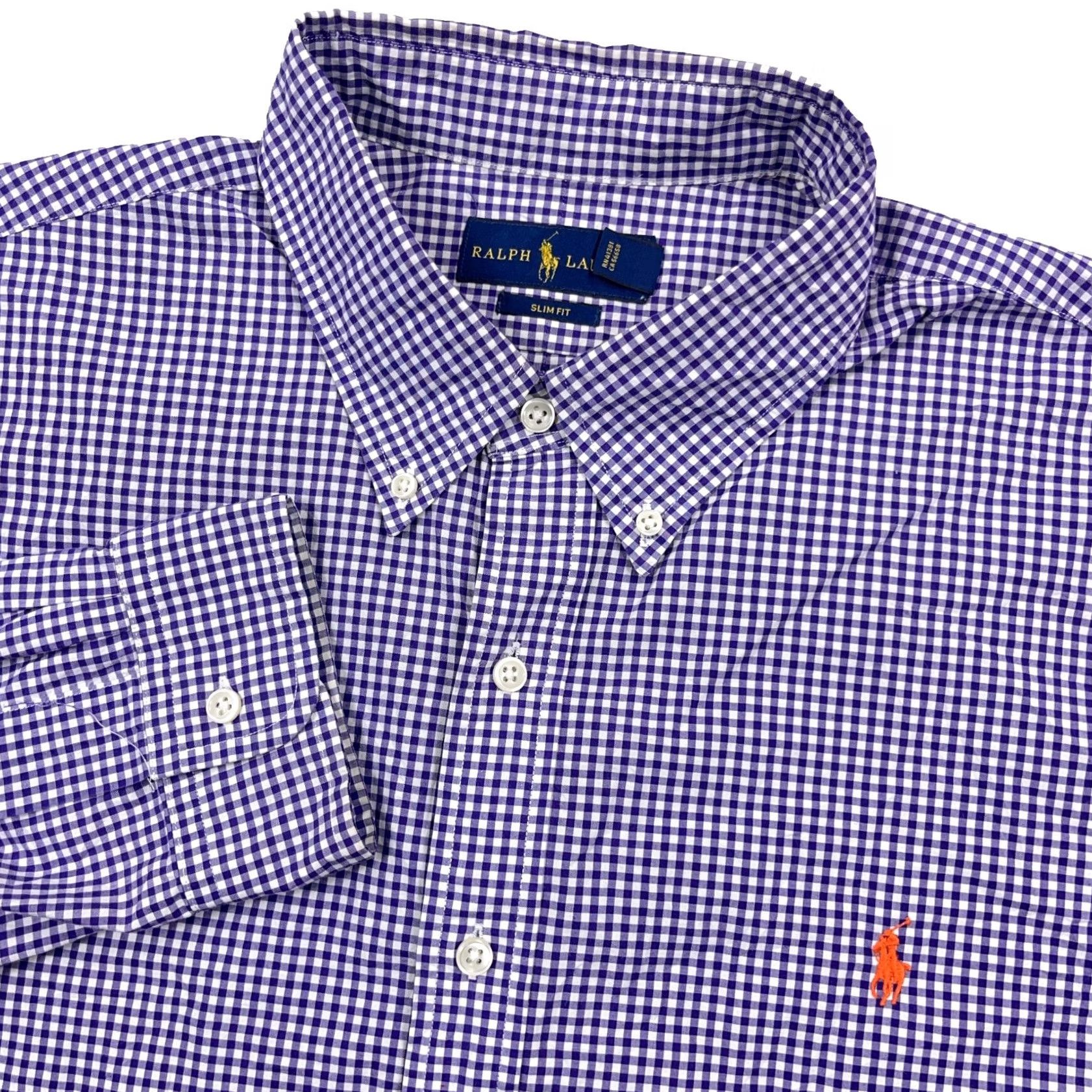 Ralph Lauren Ralph Lauren Shirt Men 2XL Purple Orange Check Button Up Slim Fit Poplin Colorful Modern Preppy Mens Size US XXL / EU 58 / 5 - 2 Thumbnail