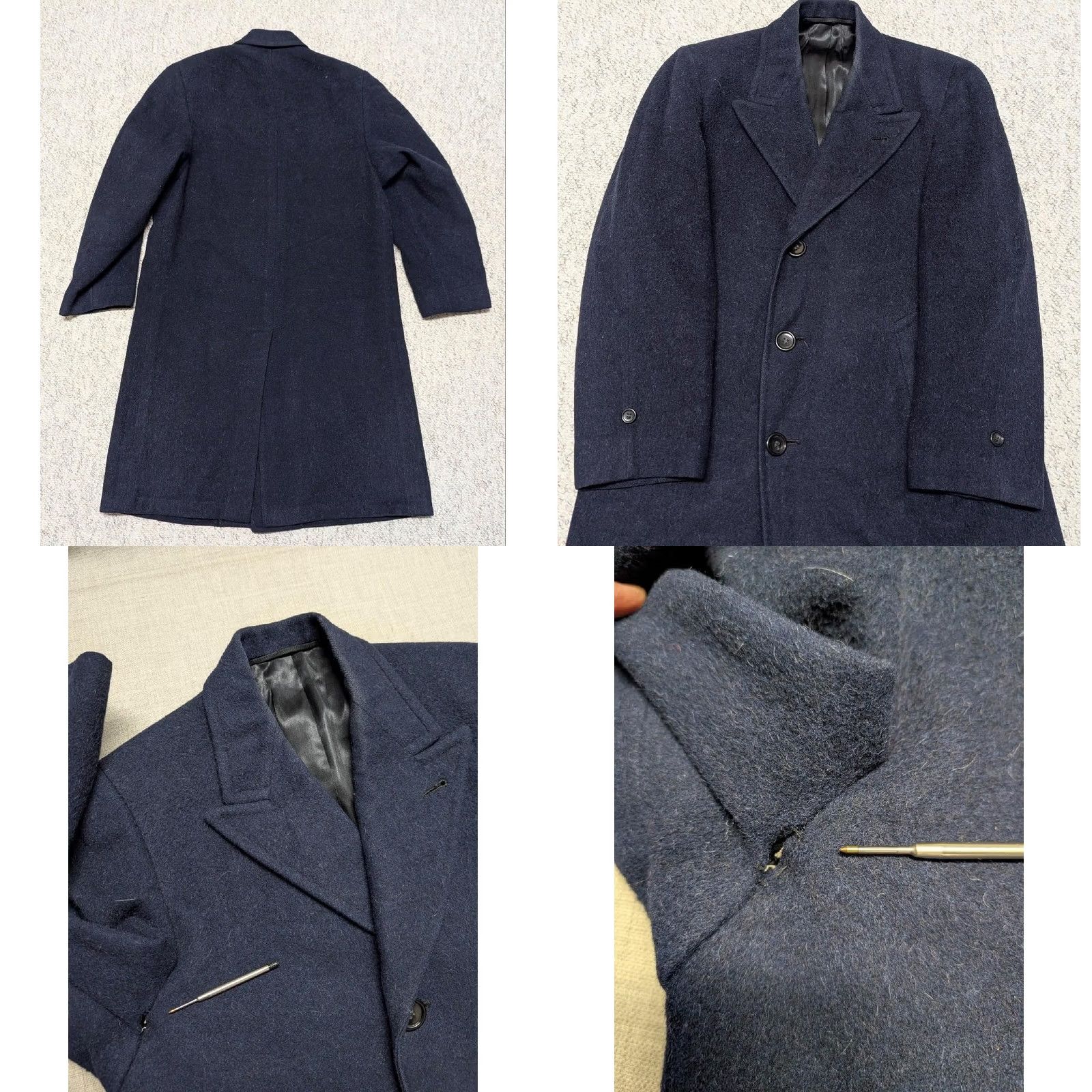 Vintage VINTAGE union made OVERCOAT blue wool peak lapel 38 S coat Mens 1940s VALGORA Size US S / EU 44-46 / 1 - 10 Thumbnail