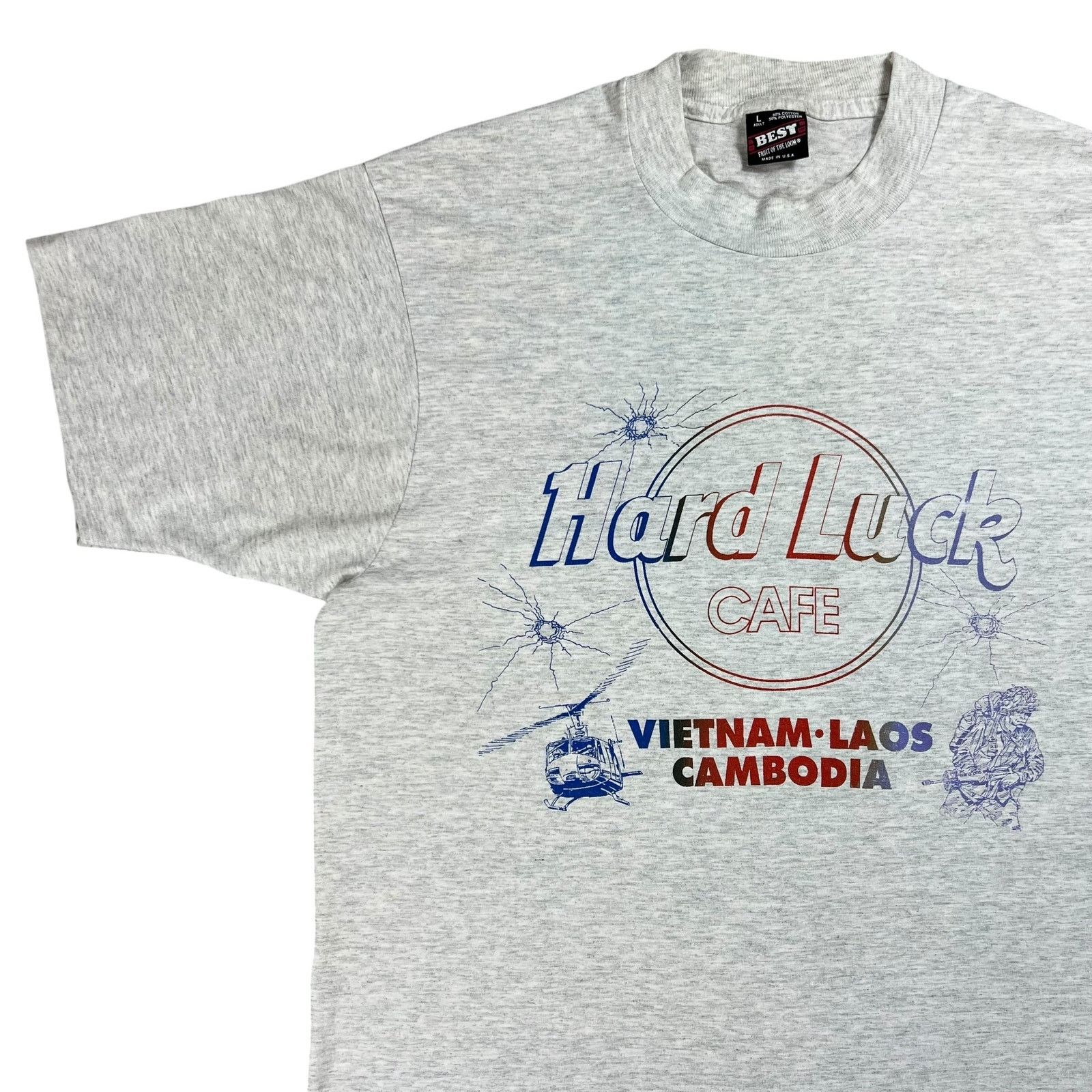 Fruit Of The Loom × Vintage Vintage 80s Hard Luck Cafe American Militarism tee (L) Size US L / EU 52-54 / 3 - 4 Thumbnail