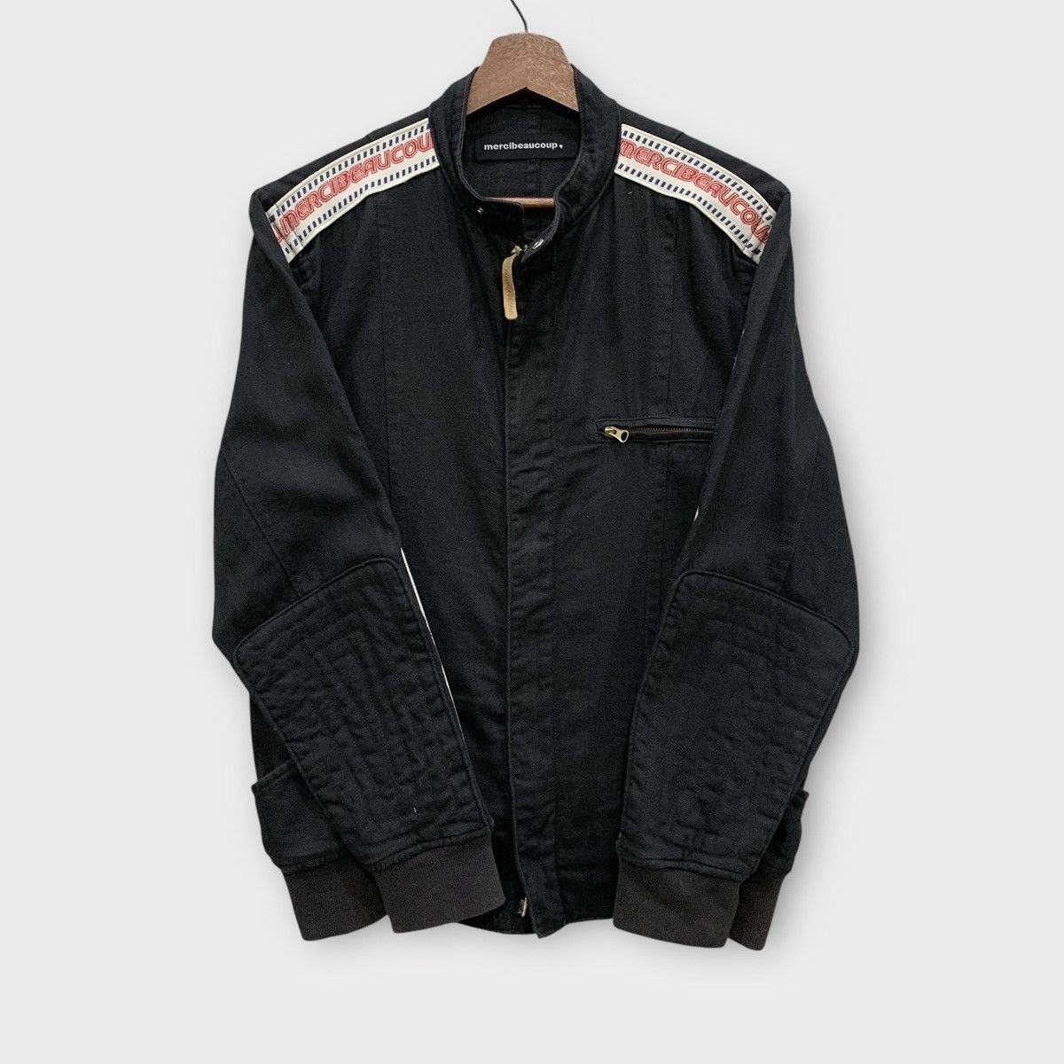 Issey Miyake MERCIBEAUCOUP BOMBER JACKET STAND COLLAR STRIPE PATCHES Size US M / EU 48-50 / 2 - 2 Thumbnail