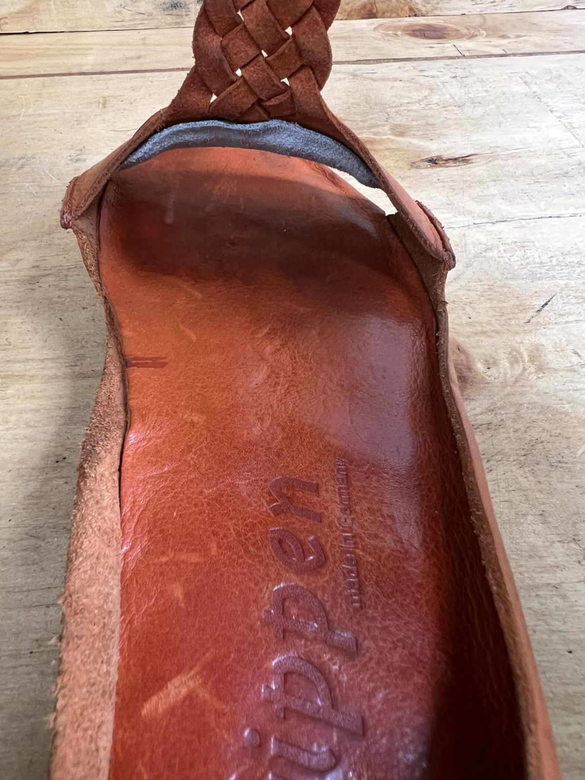 Trippen Trippen Womens Curls Orange Leather Sandals Size US 8 / IT 38 - 19 Thumbnail