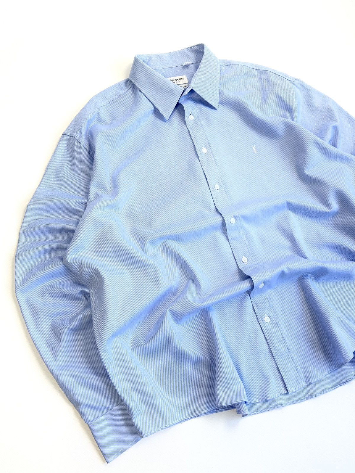 Yves Saint Laurent Yves Saint Laurent Blue Striped Button-Up Shirt Vintage XXL Size US XXL / EU 58 / 5 - 3 Thumbnail