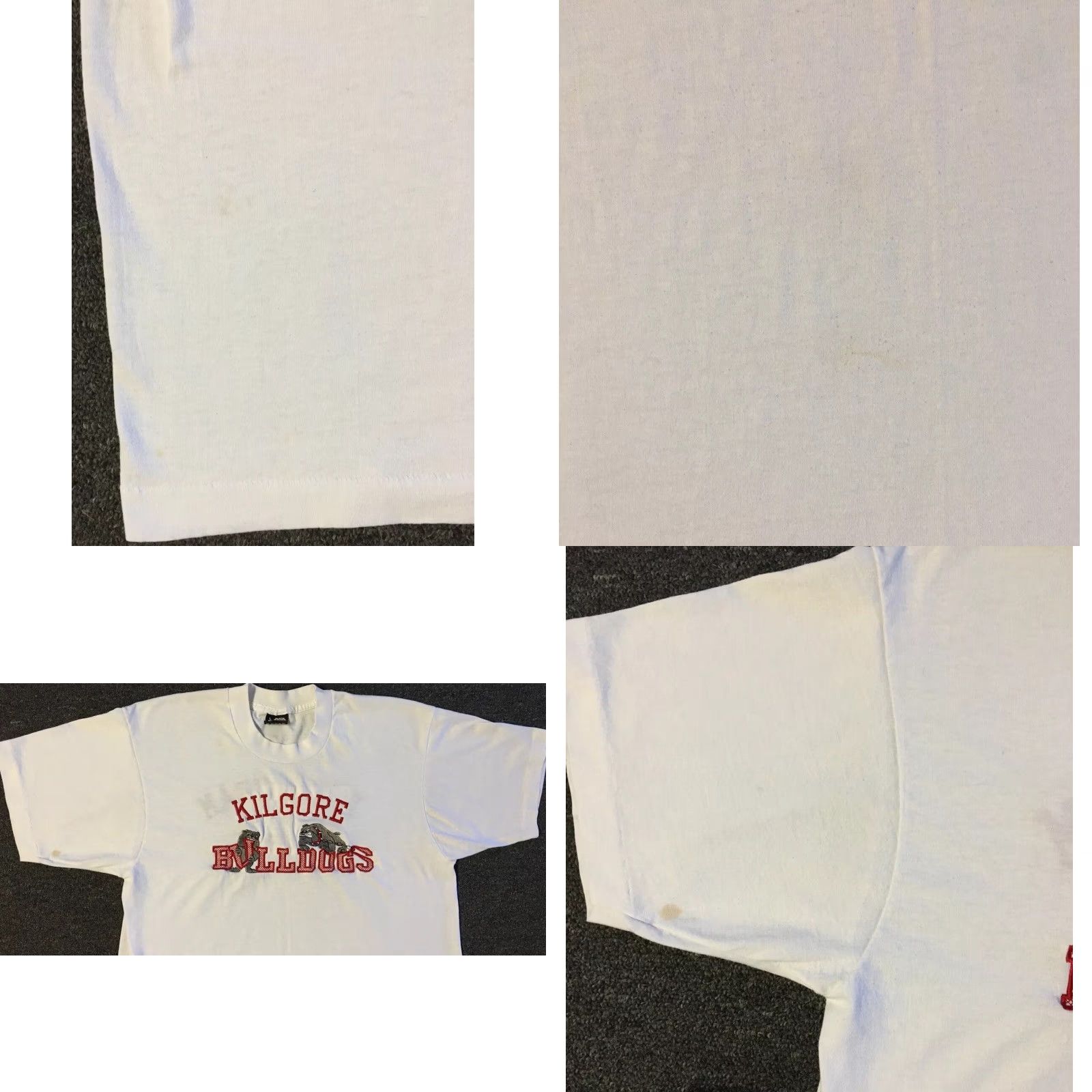 Vintage VINTAGE Kilgore Bulldogs Shirt Mens L White 90s Grunge/College/Track USA Made in USA Short Sleeve Single Stitch Size US L / EU 52-54 / 3 - 8 Thumbnail