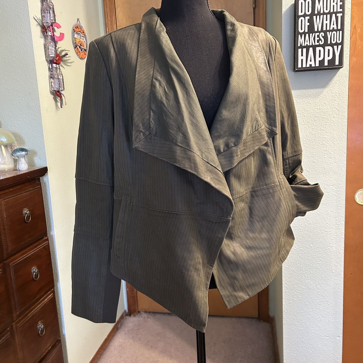 Other G.I.L.I green leather open front cascading blazer size 12 Size XL / US 12-14 / IT 48-50 - 1 Thumbnail