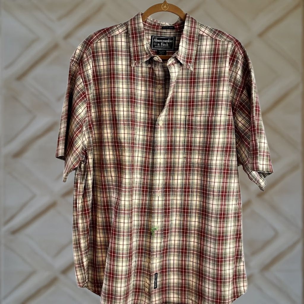 Abercrombie & Fitch VINTAGE Abercrombie & Fitch BIGGEST SHIRT Button Down L Tan Red Plaid Mens Y2K Size US L / EU 52-54 / 3 - 1 Thumbnail