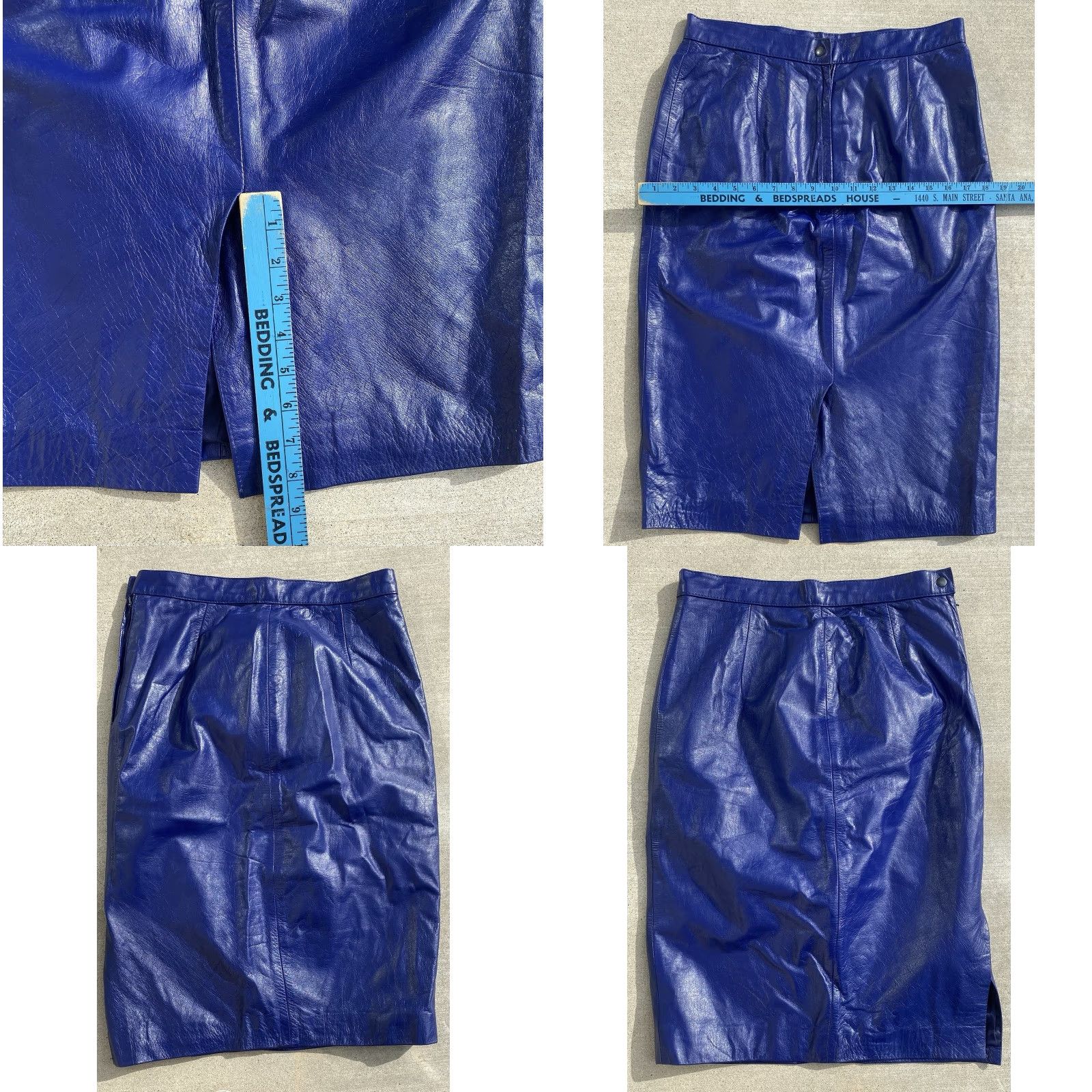 Vintage VINTAGE Blue Leather Pencil Skirt High Waist 1980s 80s Rocker Punk New Wave 30.5 inch waist Womens Size 24" / US 00 / IT 34 - 11 Thumbnail