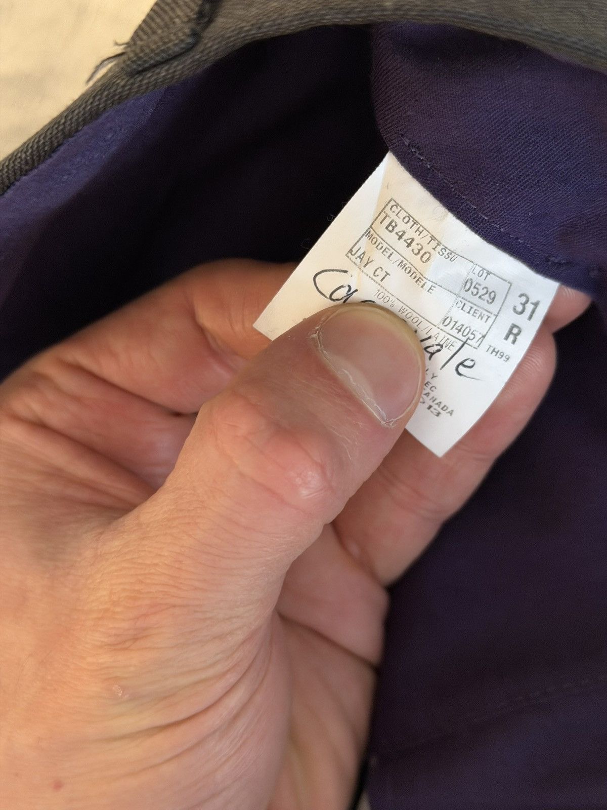 Ted Baker Ted Baker Jay CT Charcoal Wool Suit 38R 31W – Purple Lining Size 38R - 9 Thumbnail