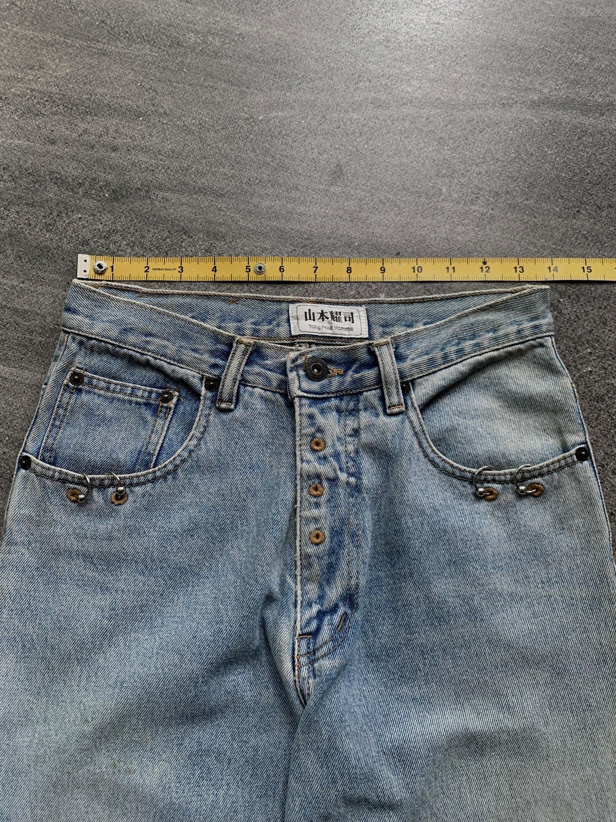 Yohji Yamamoto FREE TAX! 80s YYPH Studded Ring Accents Denim Jeans Size US 28 / EU 44 - 12 Thumbnail