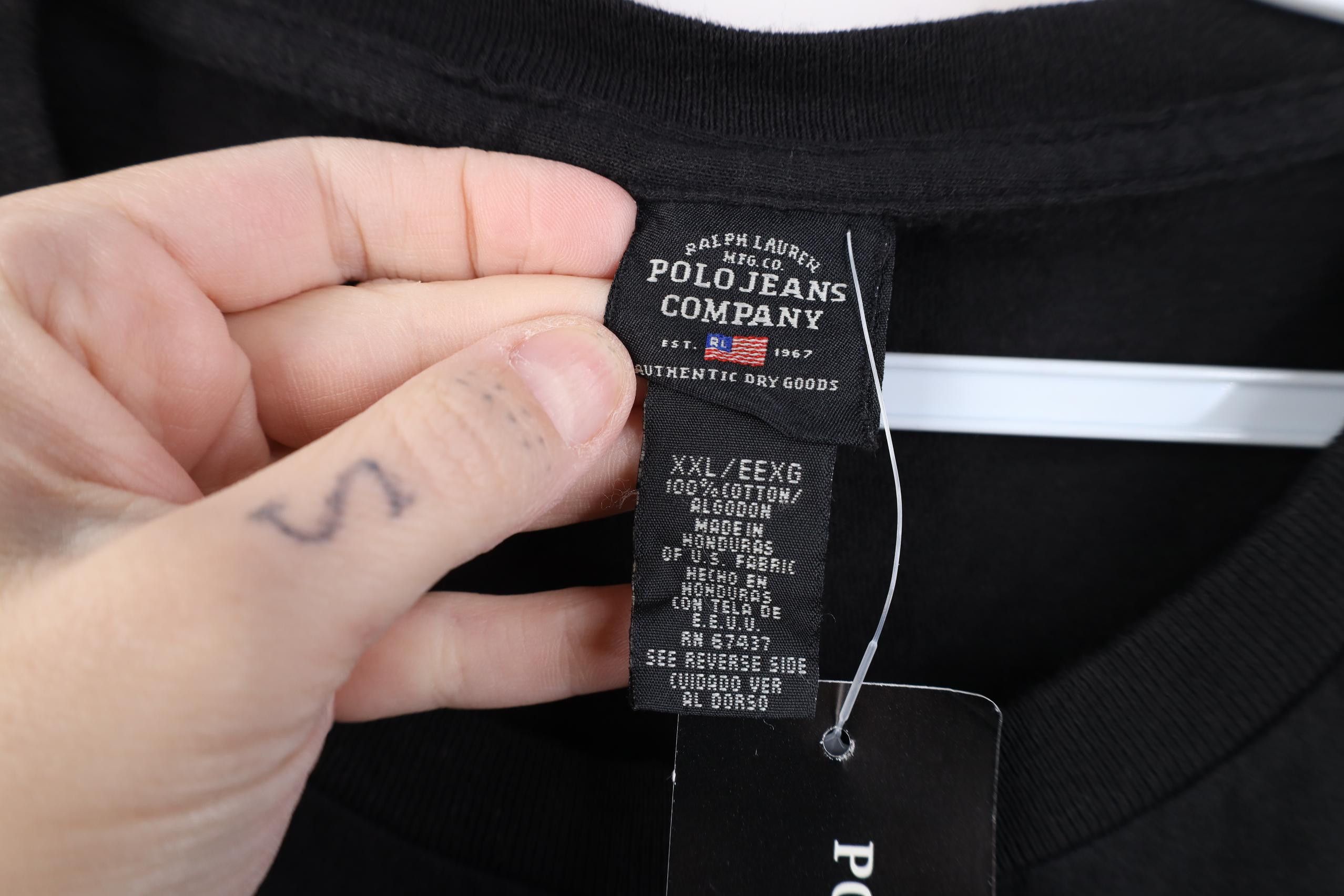 Polo Ralph Lauren Deadstock Vintage 90s Ralph Lauren Monogram T-Shirt Black Size US XXL / EU 58 / 5 - 8 Thumbnail