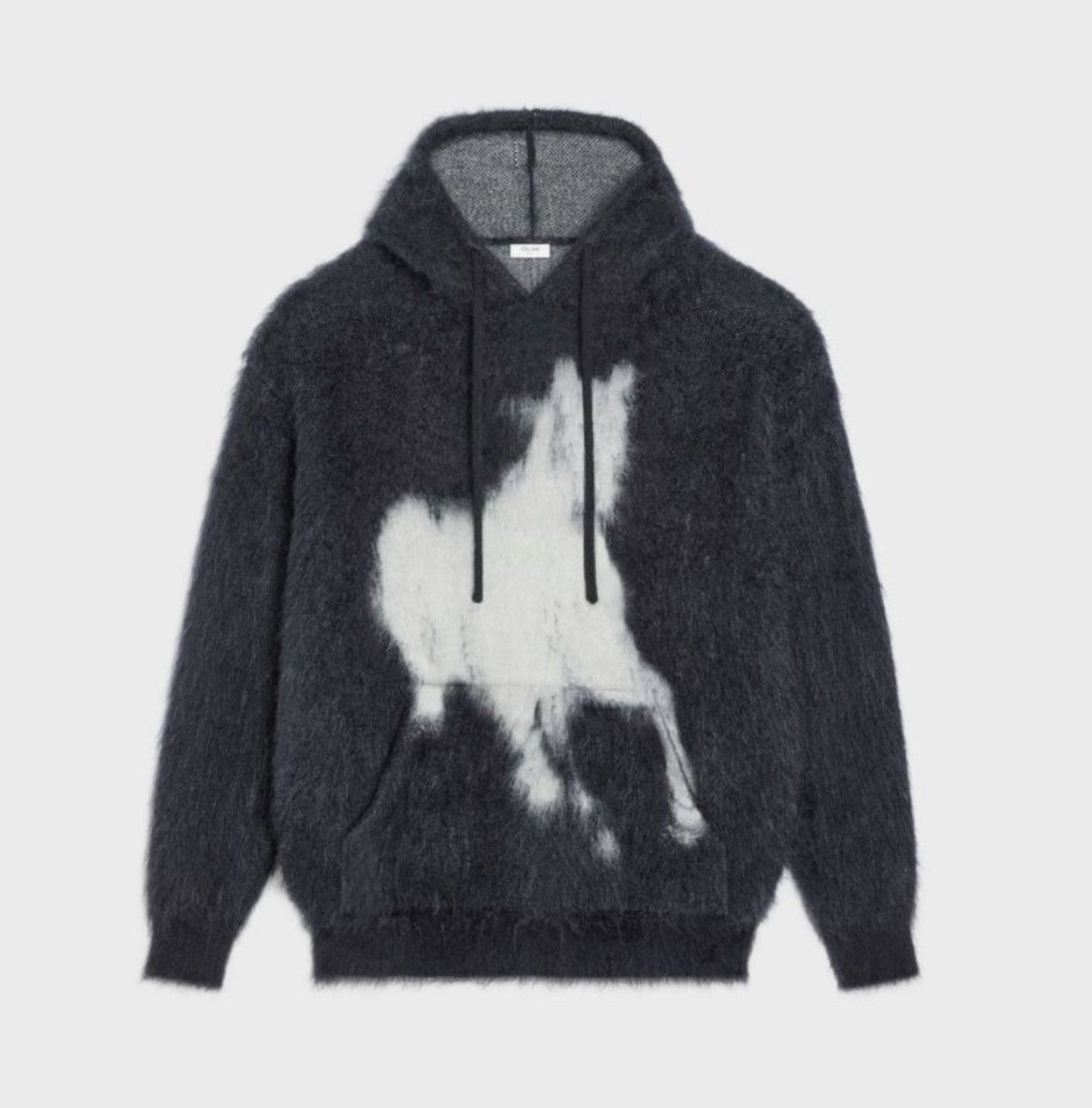 Celine Black Wool Hooded Sweater with White Horse Size US XL / EU 56 / 4 - 1 Preview