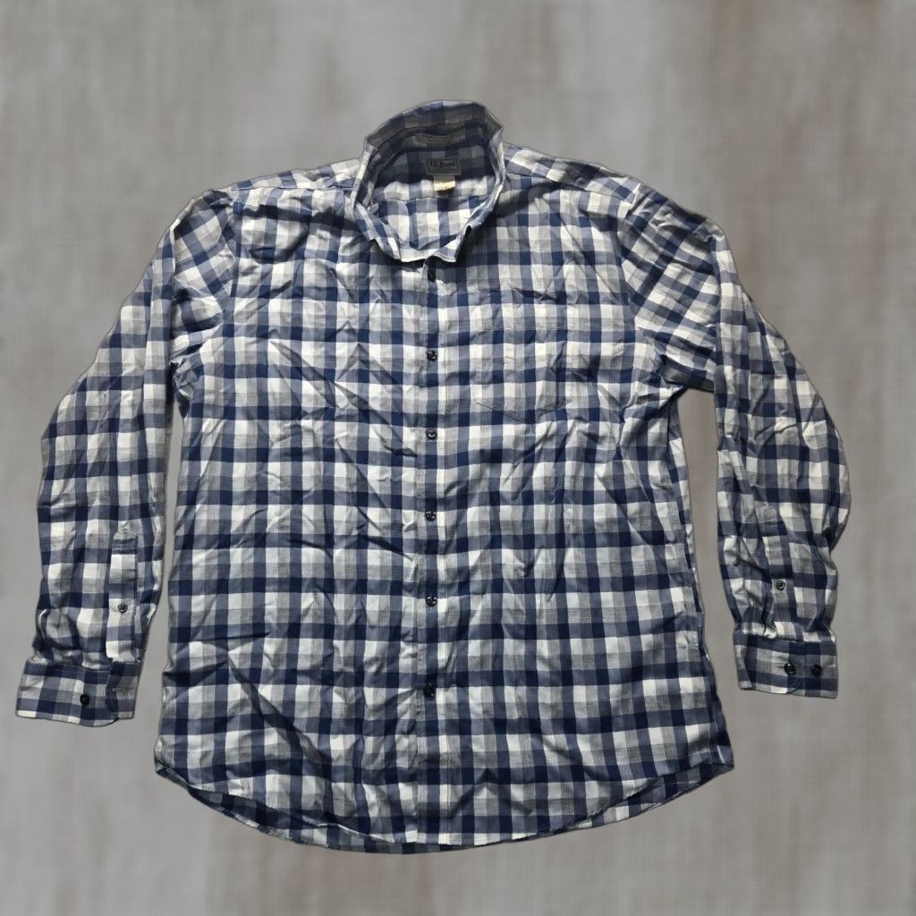 Vintage LL Bean Shirt Adult L Blue 100% Cotton Button-Up Casual Mens Size US L / EU 52-54 / 3 - 1 Thumbnail