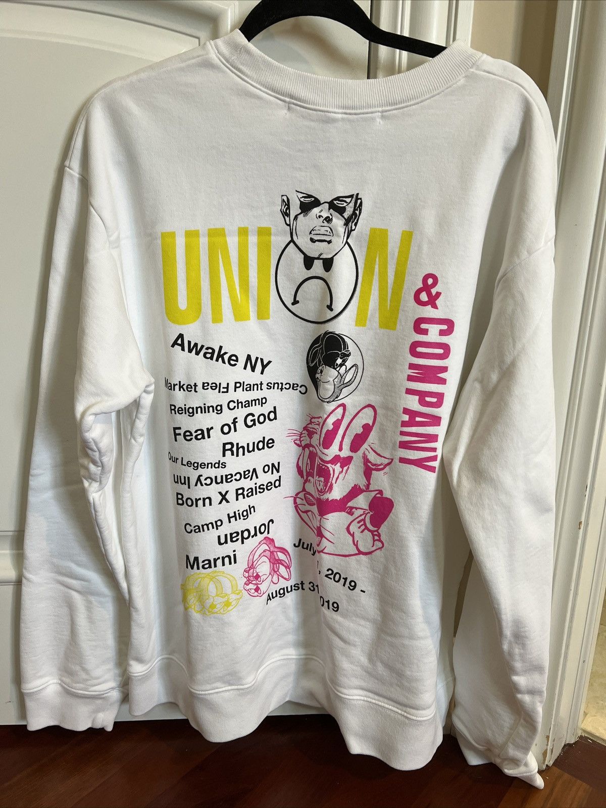 Union Los Angeles White Crewneck Collab Large LA NYC